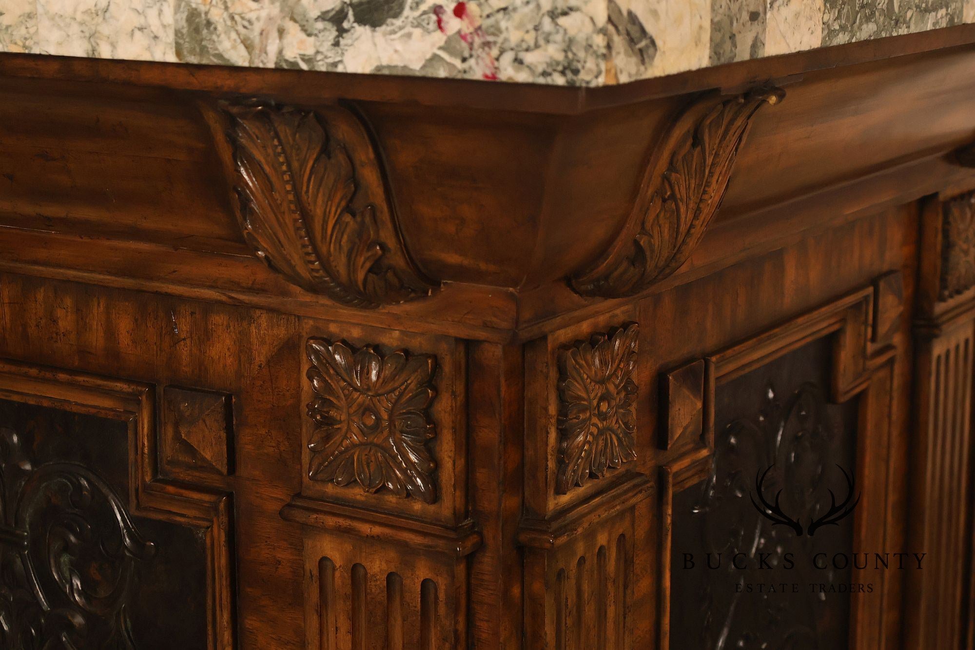 Maitland-Smith Neoclassical Style Faux Marble Top Home Bar