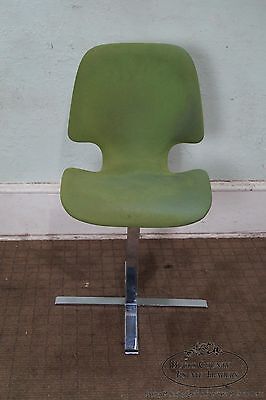 Mid Century Chrome Pedestal Side Chair Arne Jacobsen Fritz Hansen Style