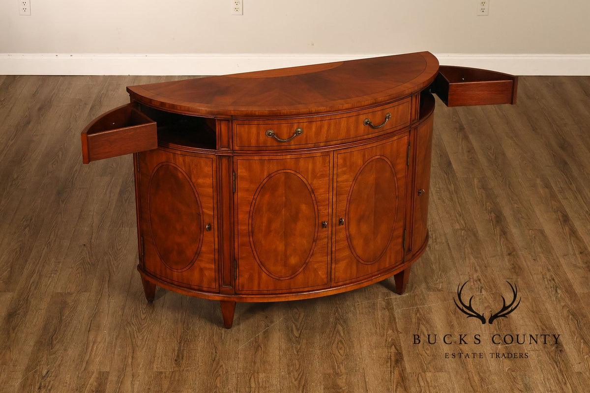 Ethan Allen Regency Style Inlaid Mahogany Demilune Console