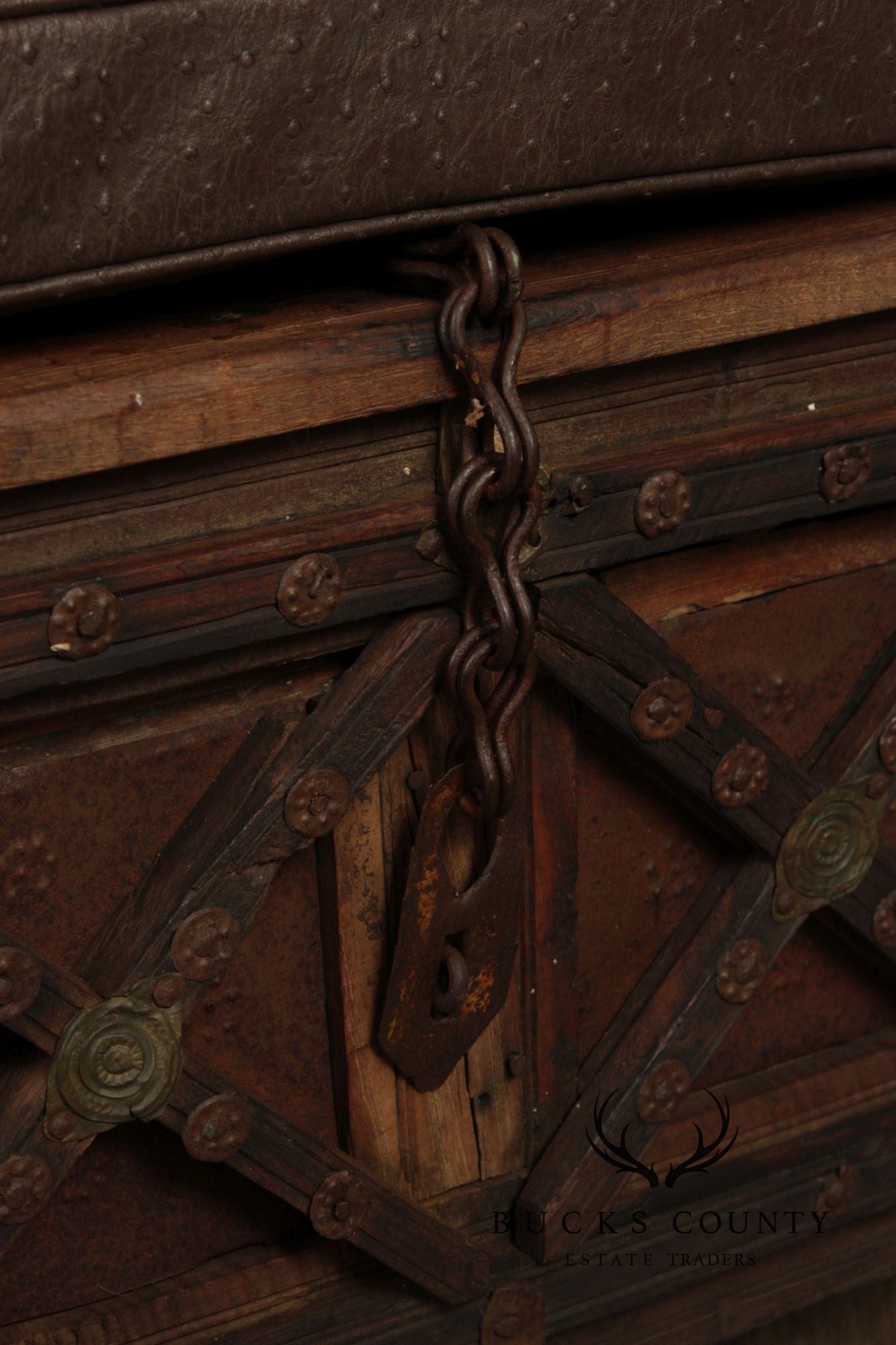 Antique Indian Teak Dowry Chest Settee