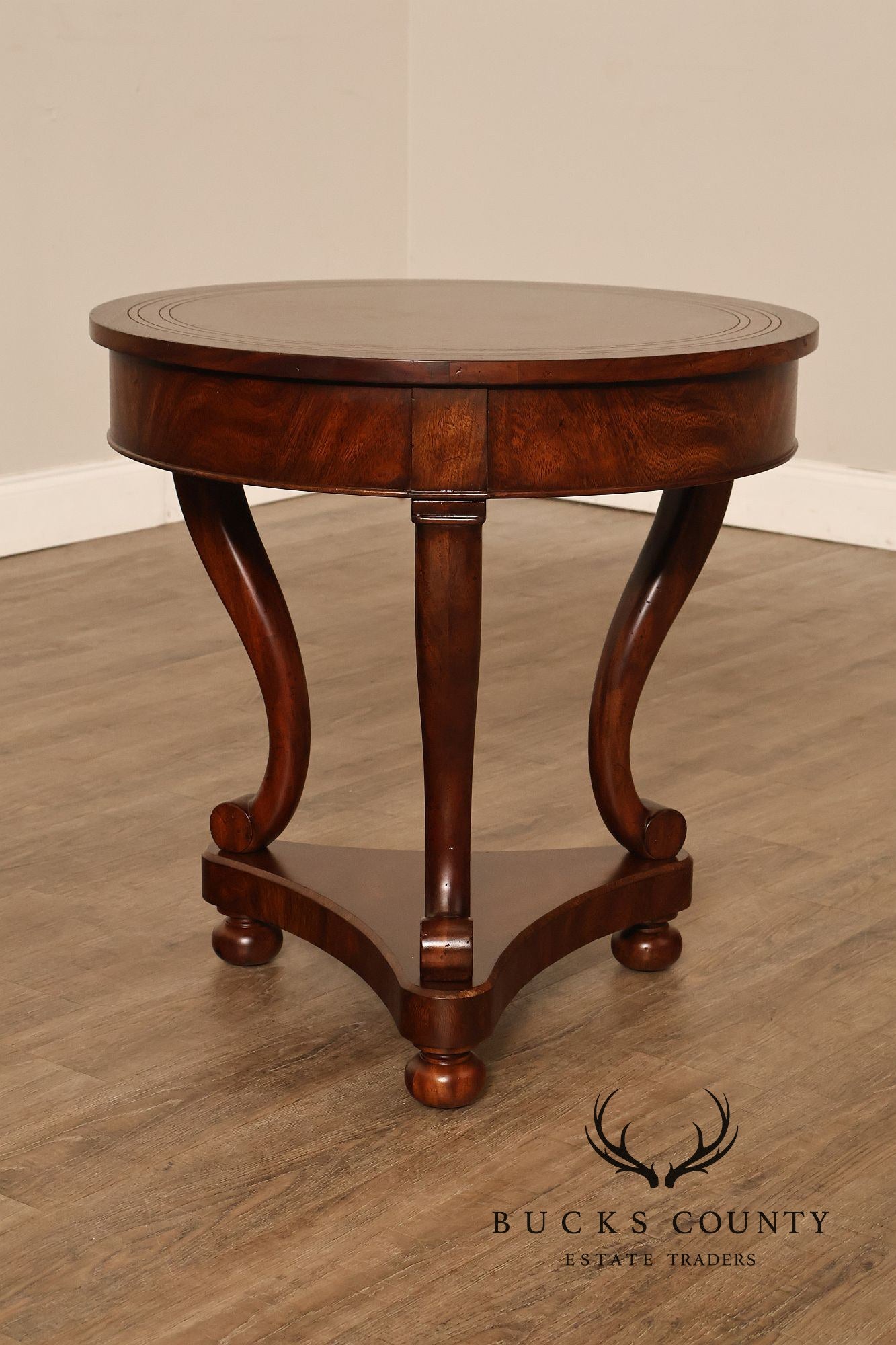 Theodore Alexander Pair of 'Occasionally Italian' Round Mahogany Side Tables