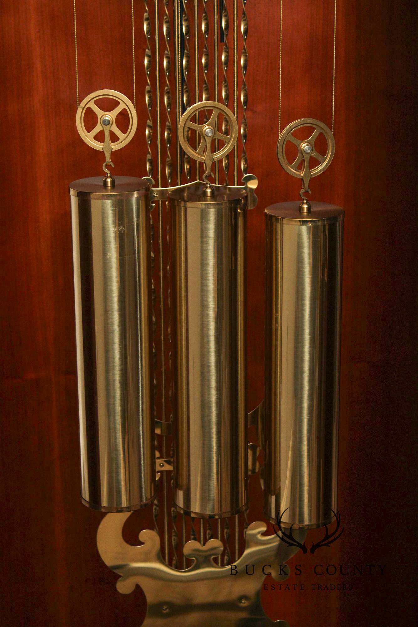 Sligh Mahogany Inlaid Grandfather Clock With Moon Phase Dial