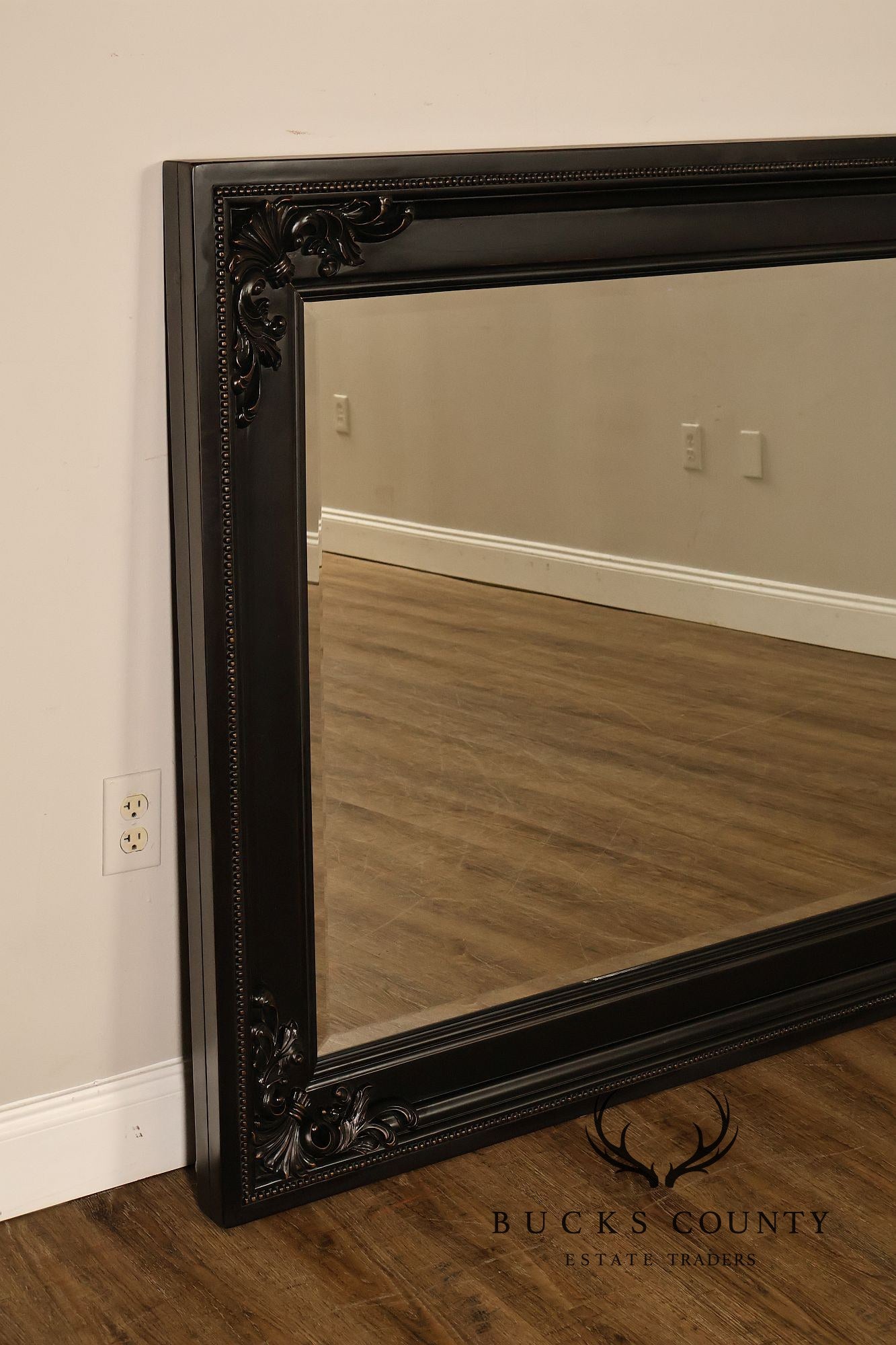 Rococo Style Large Ebonized Leaner Mirror