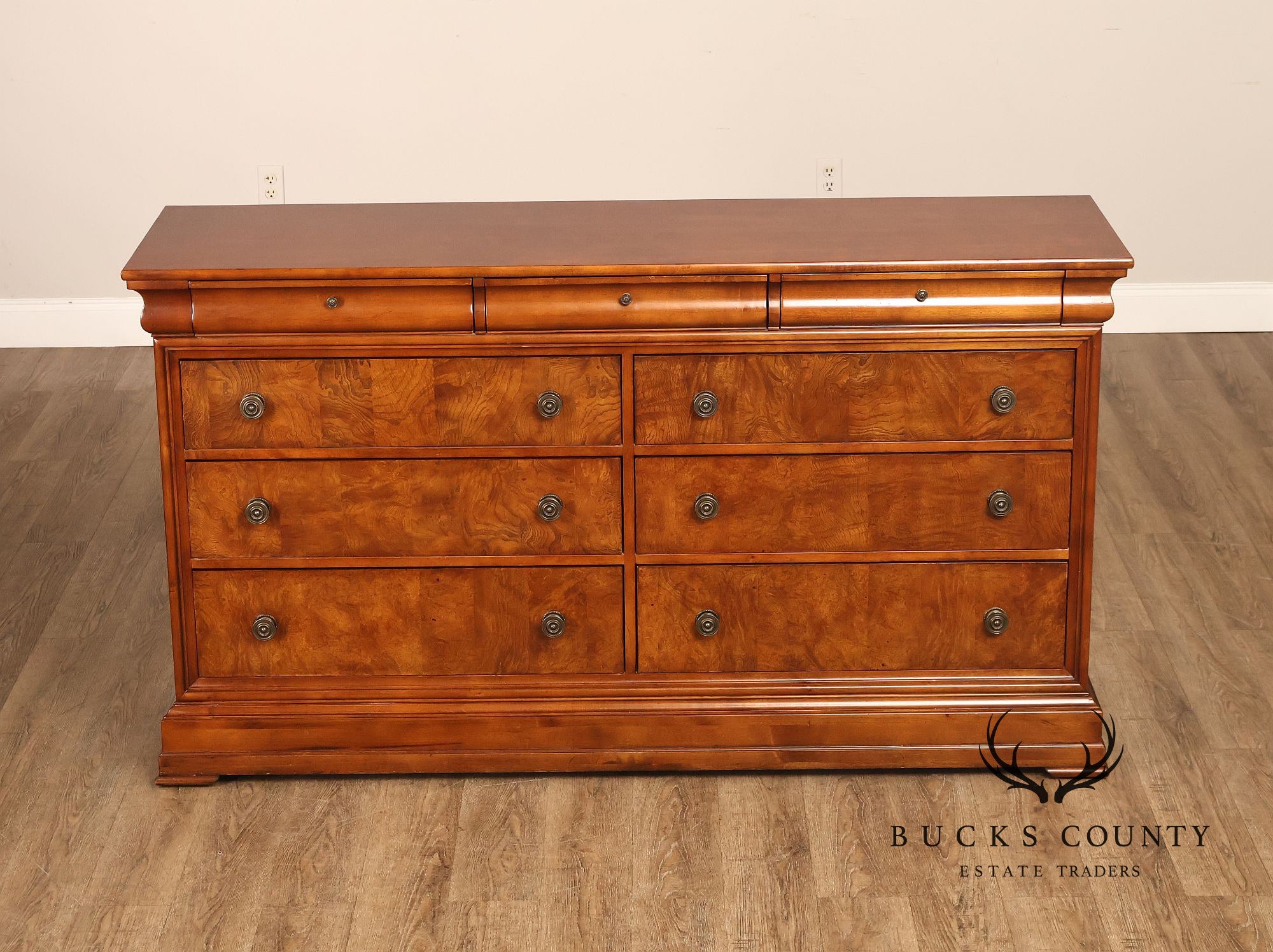 Ethan Allen 'Townhouse' Burlwood Double Dresser