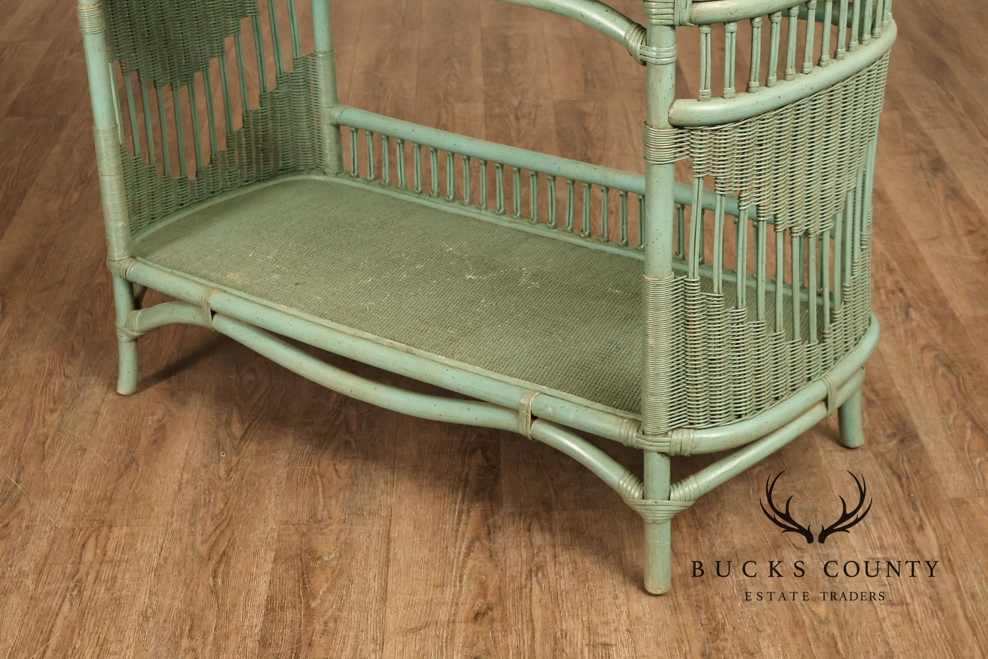 Boho Chic Glass Top Painted Rattan Glass Top Console Table