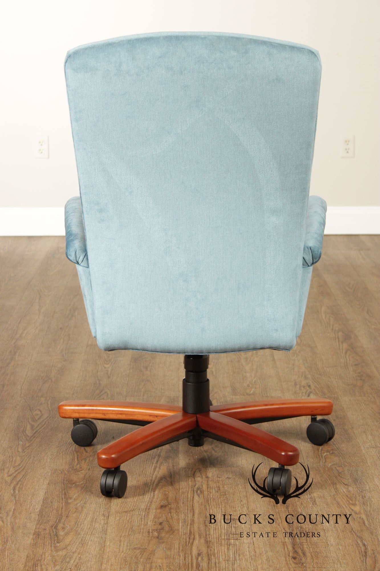 Modern Upholstered Blue Desk Office Chair On Casters