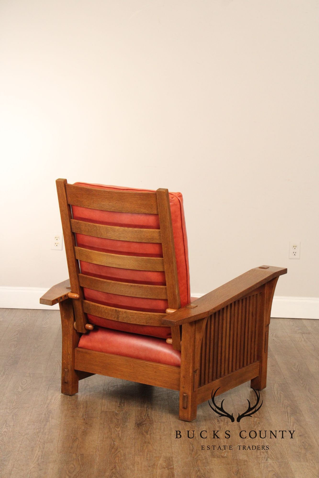 Stickley Mission Oak Collection Bow Arm Morris Chair and Ottoman