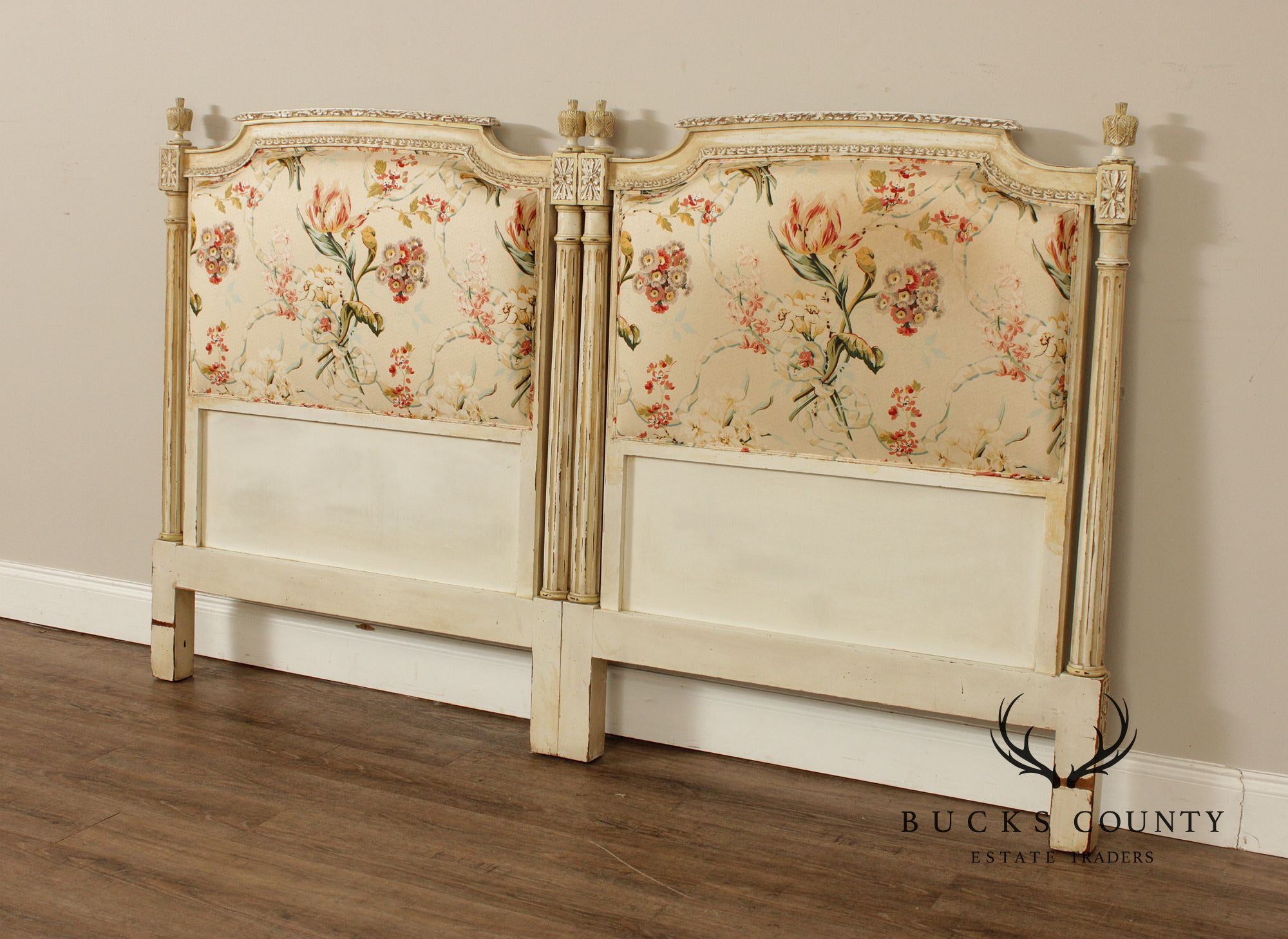 French Louis XVI Style Upholstered King Headboard