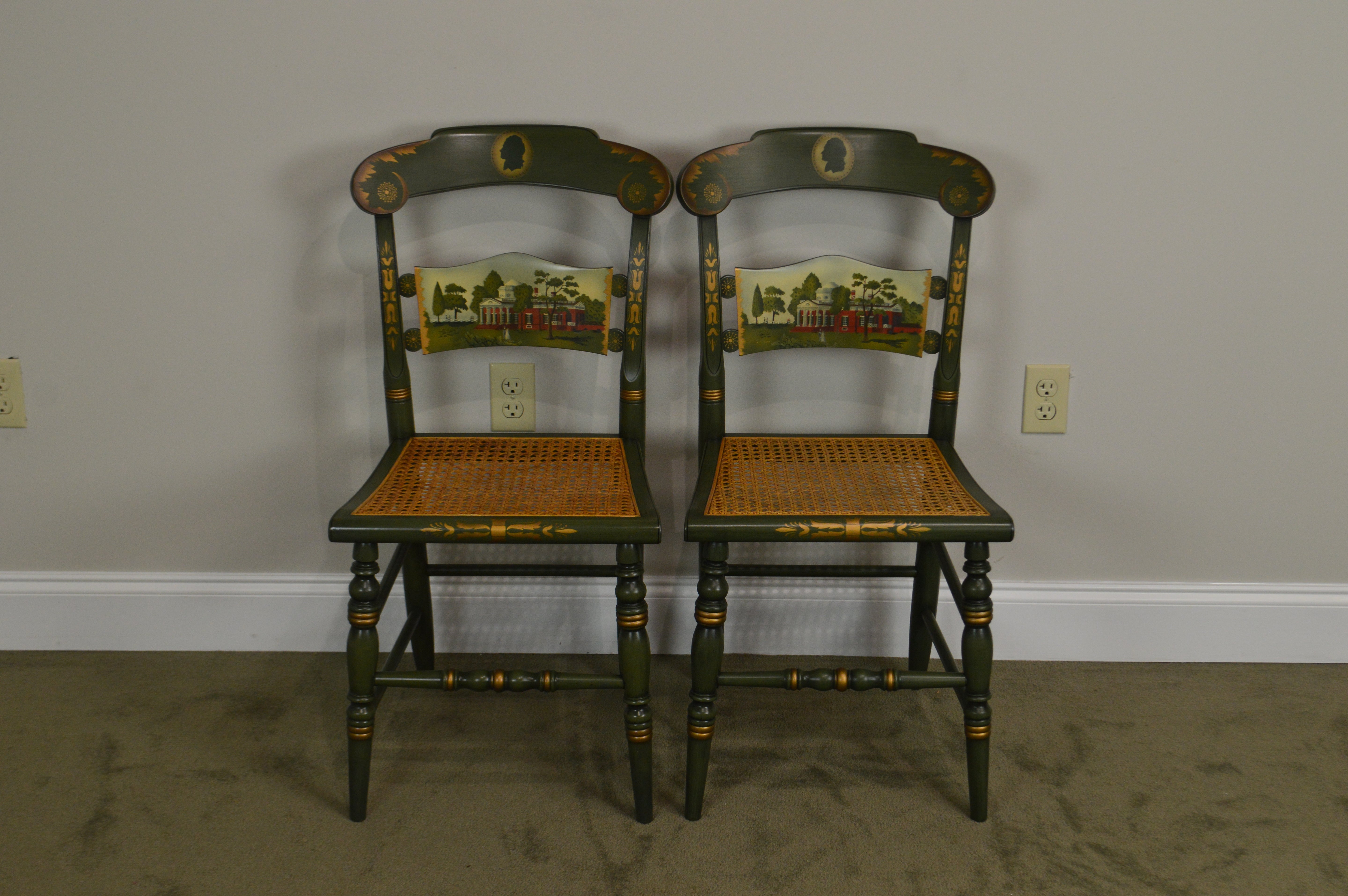 Hitchcock Thomas Jefferson Monticello Limited Edition Painted Pair Chairs (A)