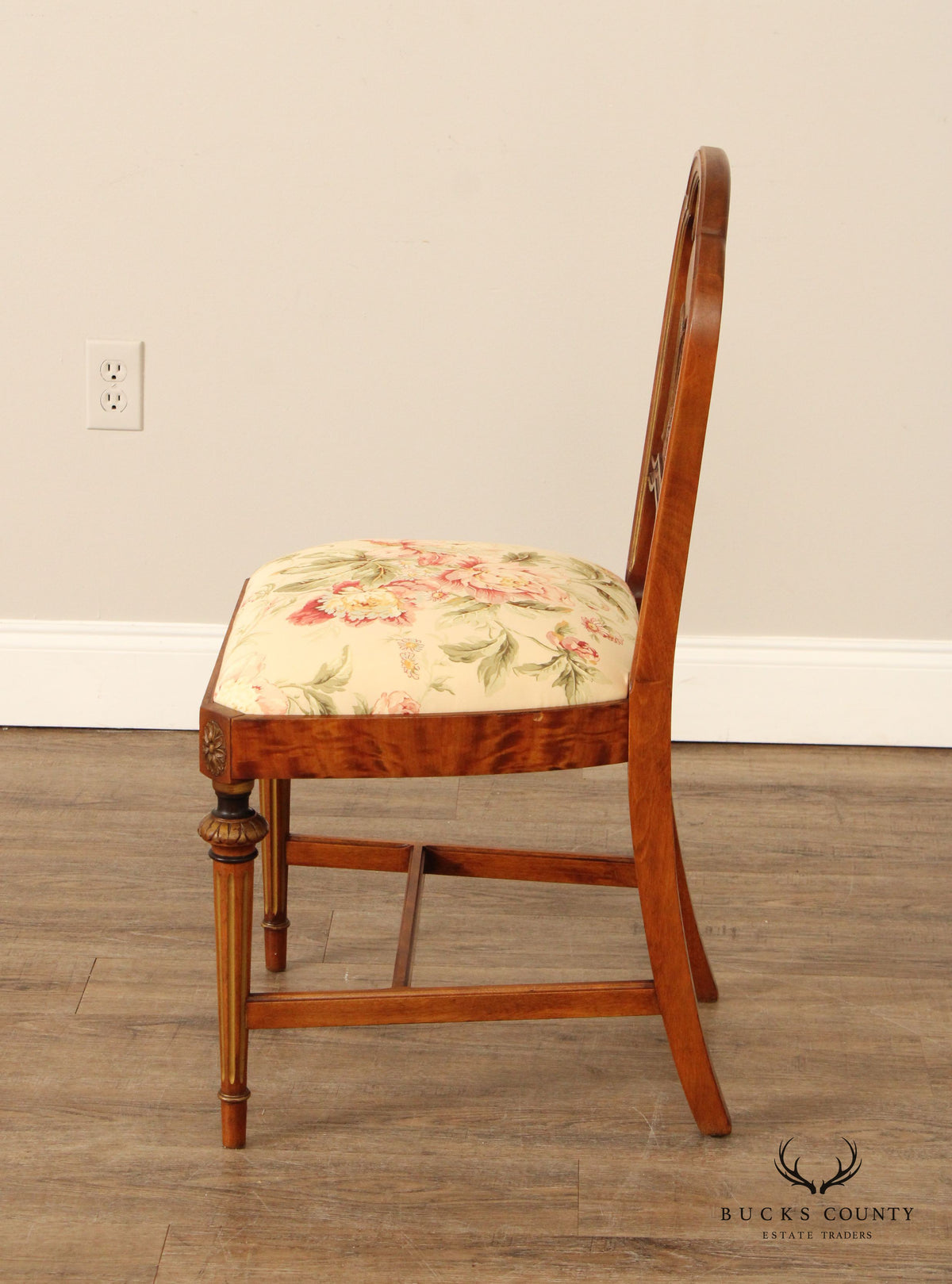 Sligh 1930's French Louis XVI Style Pair of Partial Gilt Burlwood Side Chairs