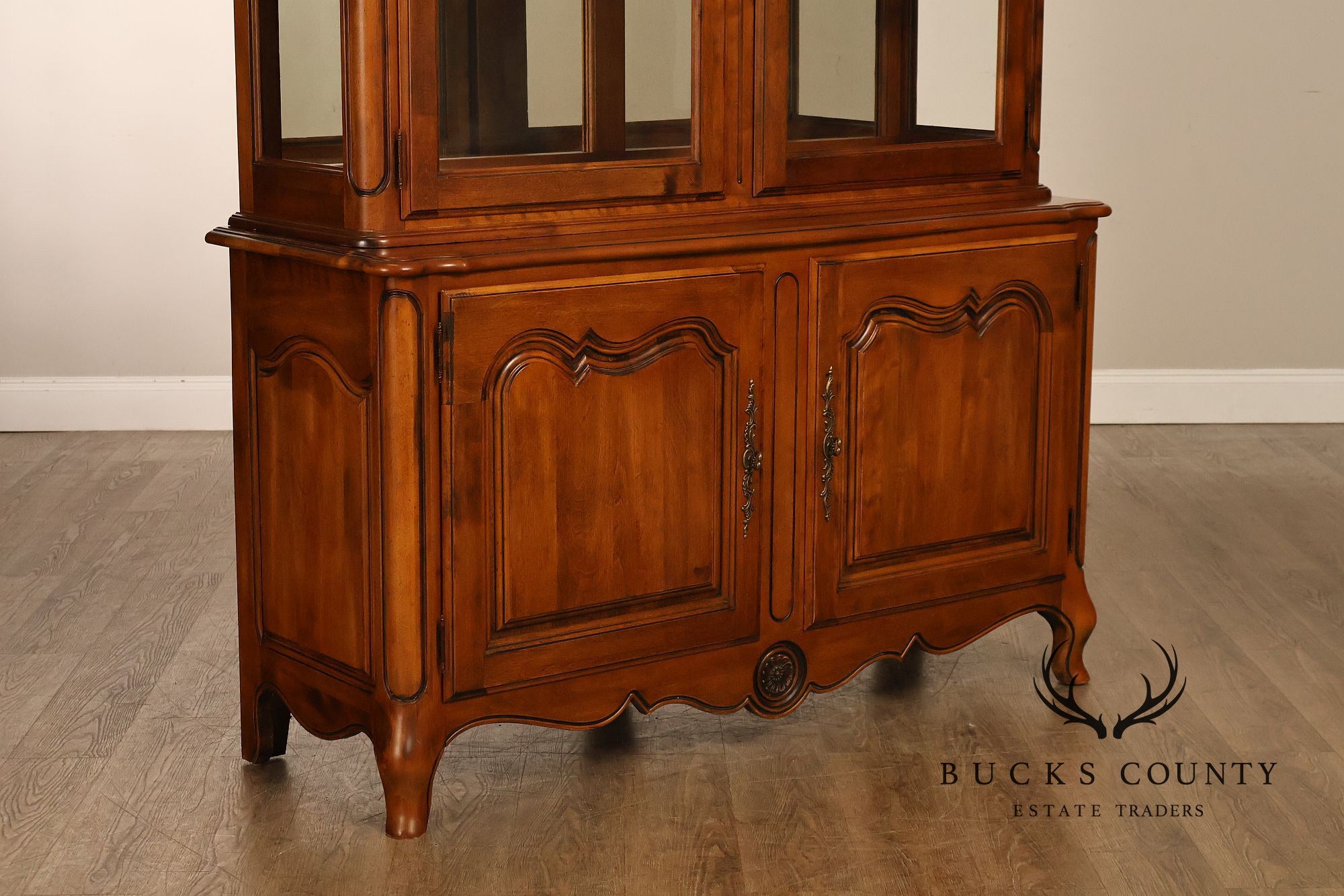 Ethan Allen French Country Two Piece China Cabinet