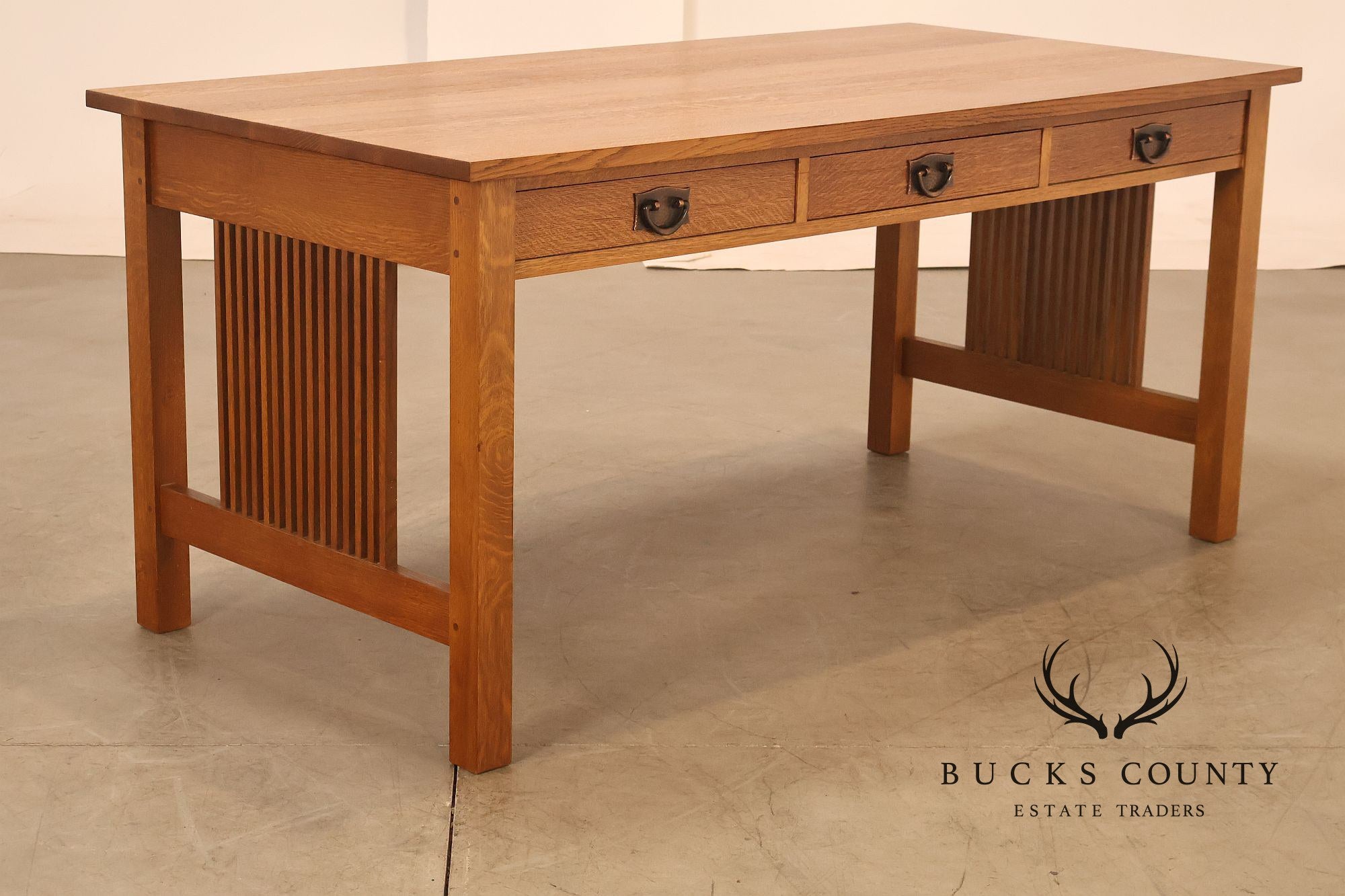 Stickley Mission Collection Oak Spindle Desk Library Table