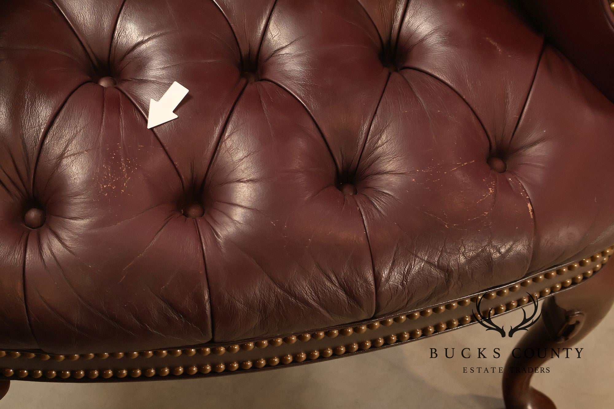 Hancock & Moore Pair of Tufted Leather and Mahogany Armchairs