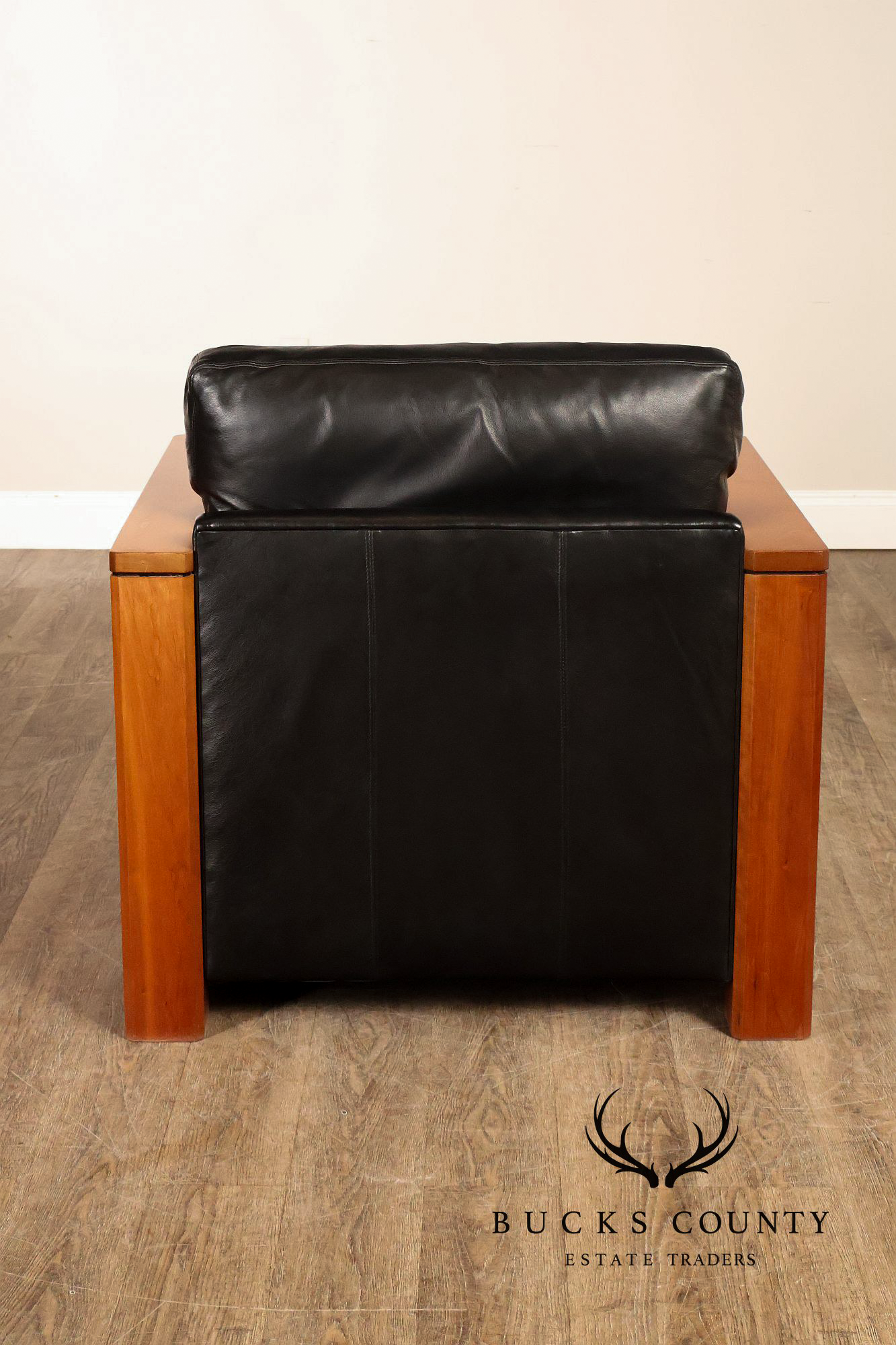 Stickley 21st Century Collection Pair of Black Leather Lounge Chairs