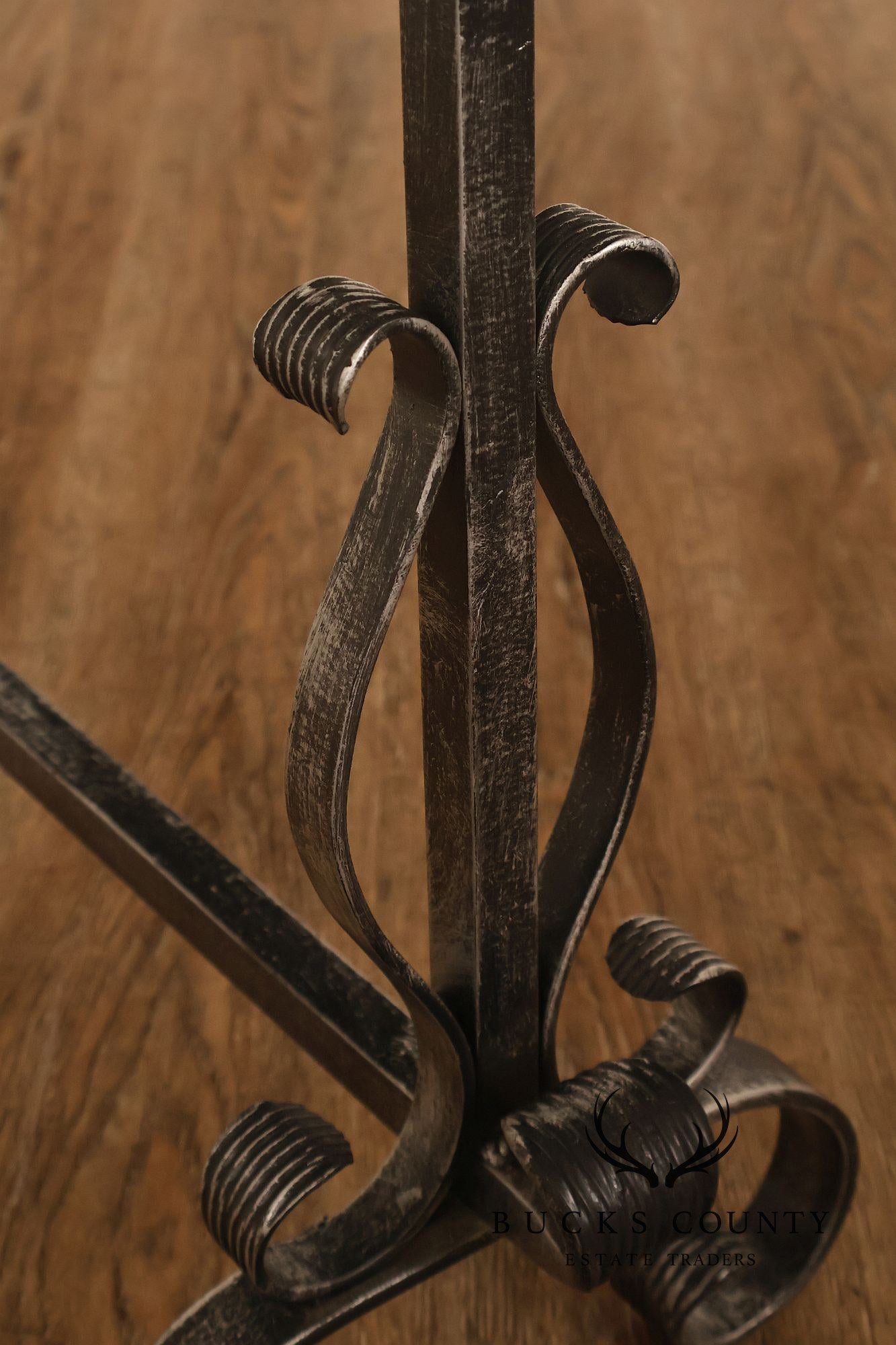 Pair of Italian Wrought Iron And Brass Fireplace Andirons