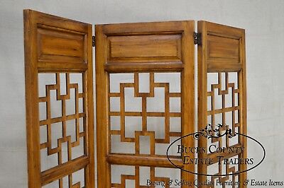 Mid Century Vintage Asian Style 3 Panel Room Divider Folding Screen