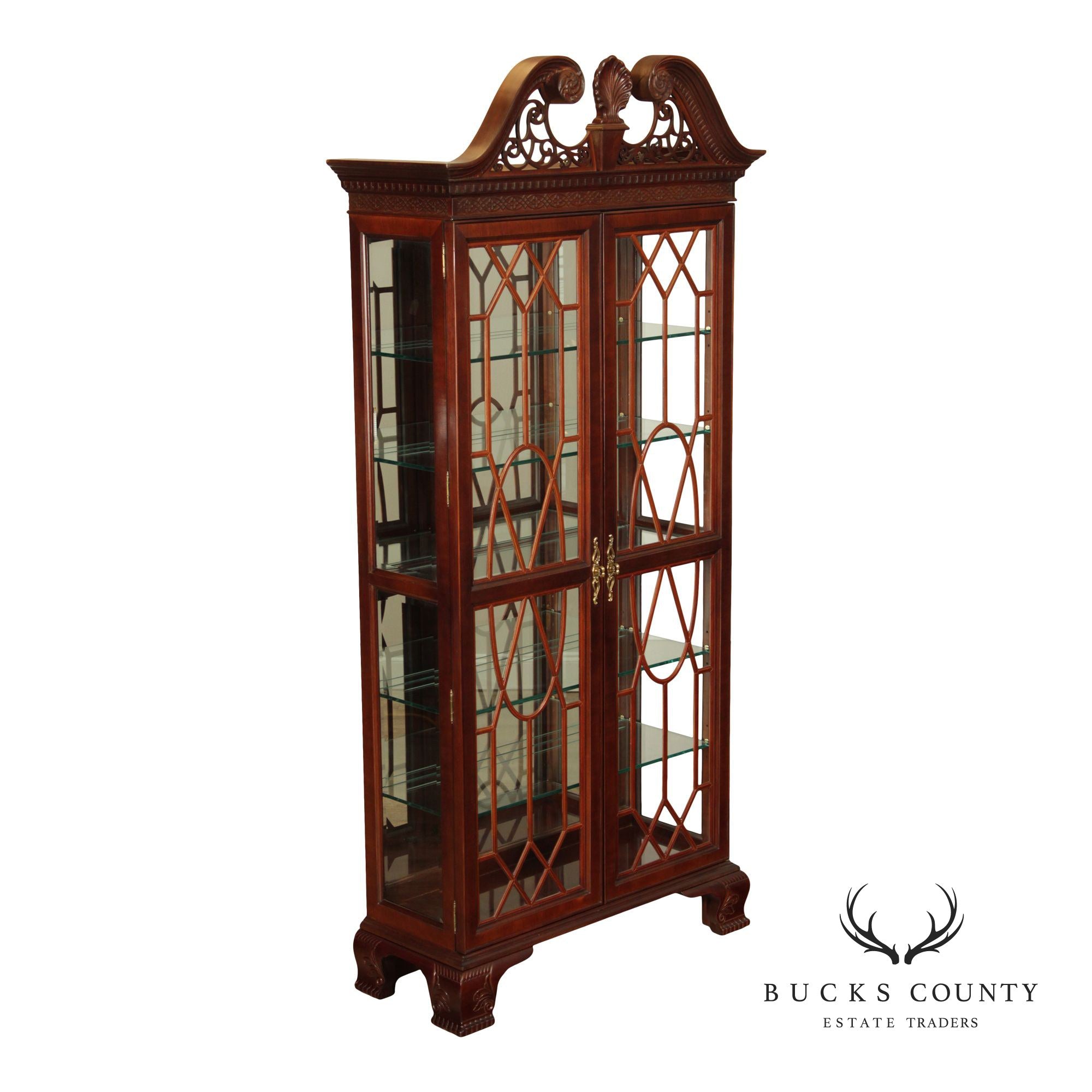 Chinese Chippendale Style Mahogany Display Cabinet