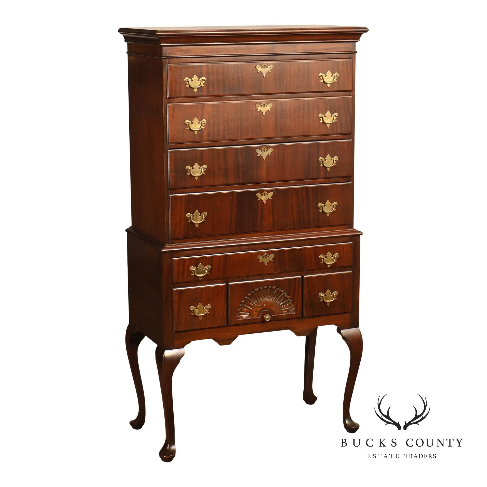 Queen Anne Style Mahogany Highboy Chest