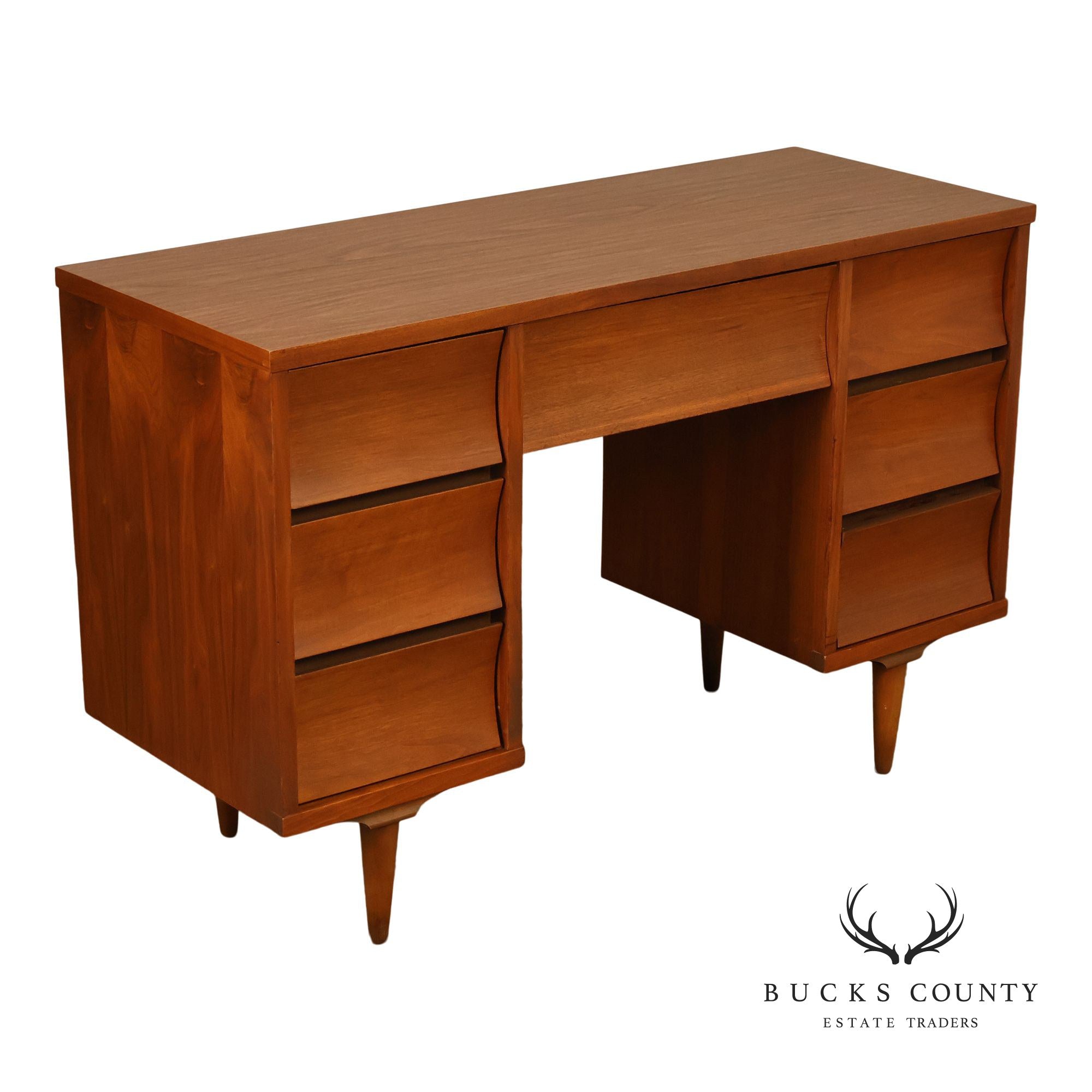 Mid Century Modern Sculpted Front Writing Desk