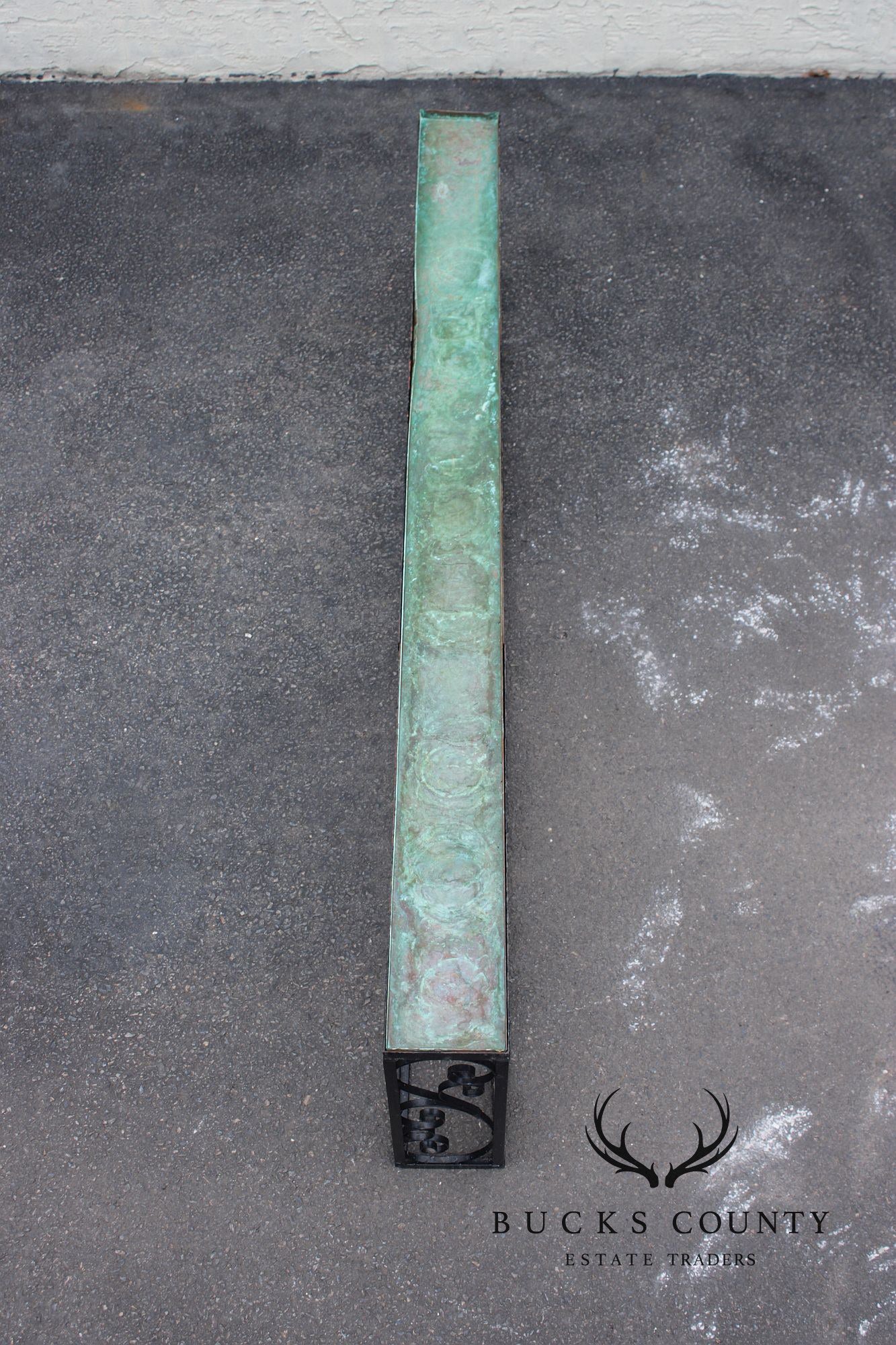 Ornamental Iron Window Length Narrow Planter With Copper Insert