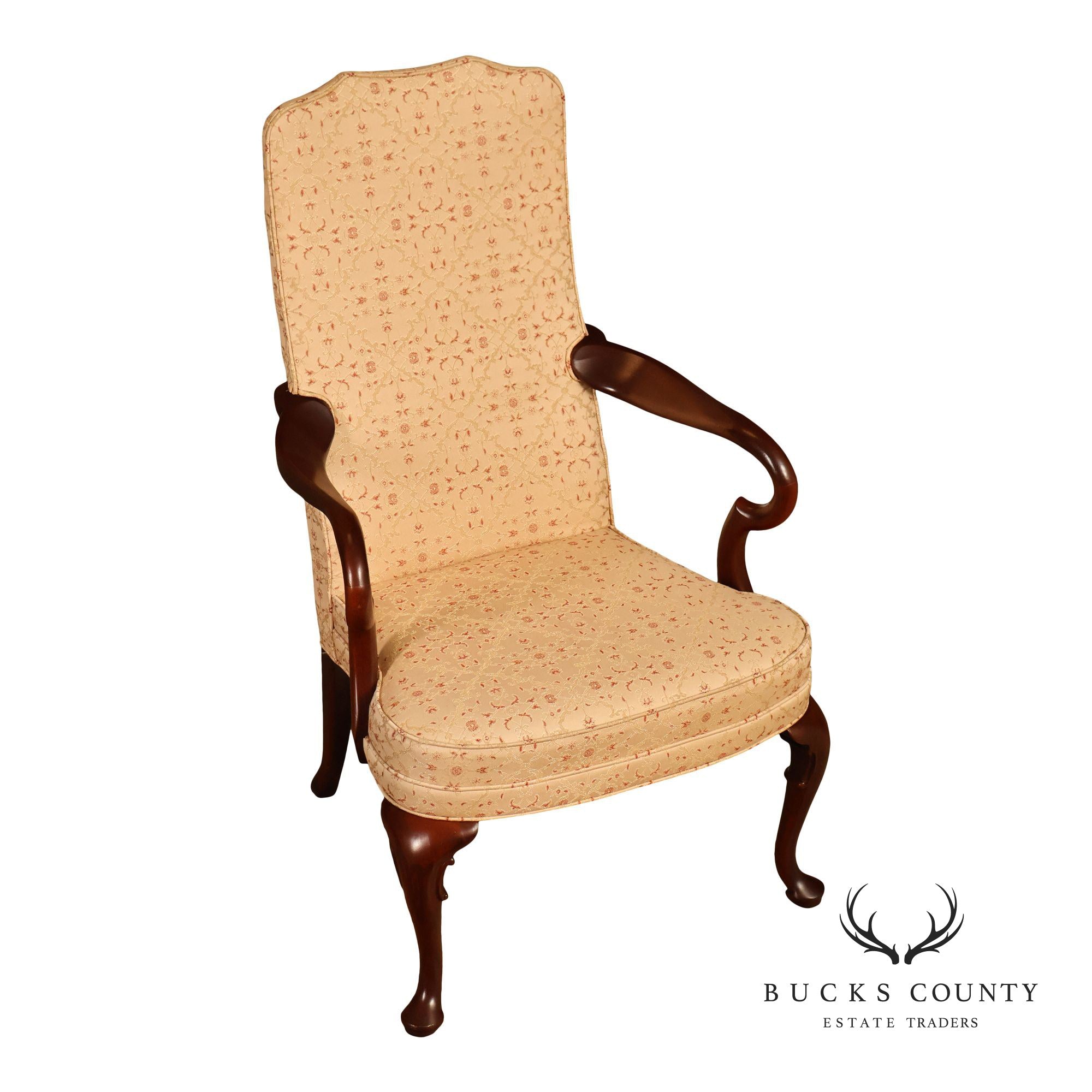 Hickory Chair Queen Anne Style Mahogany Armchair