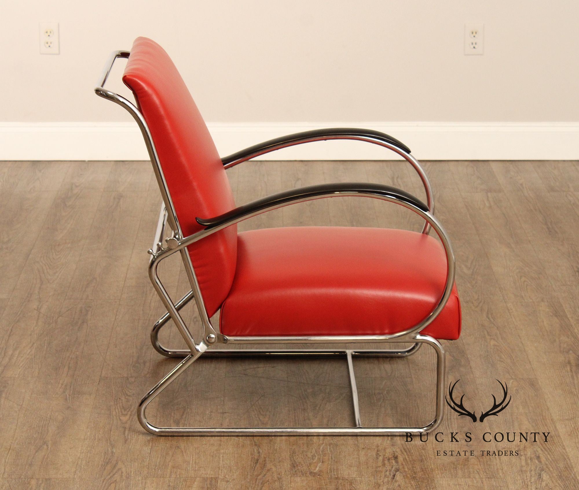 Gispen Art Deco Style Chrome Reclining '401' Lounge Chair