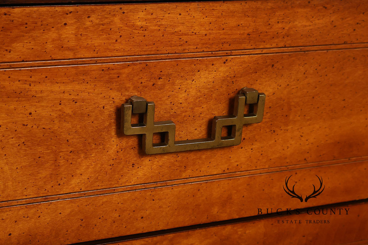 Bassett Campaign Style Walnut Triple Dresser
