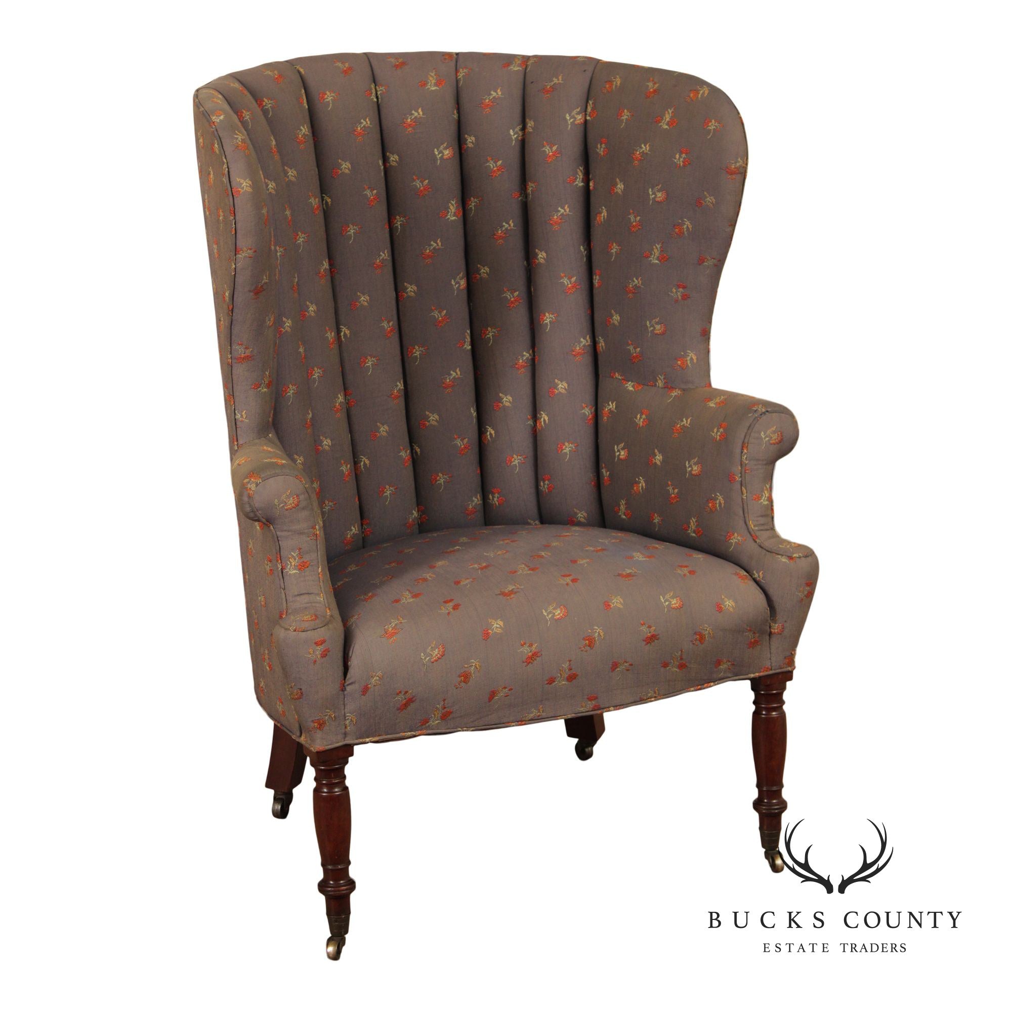 Antique English Regency Barrel Back Fireside Chair
