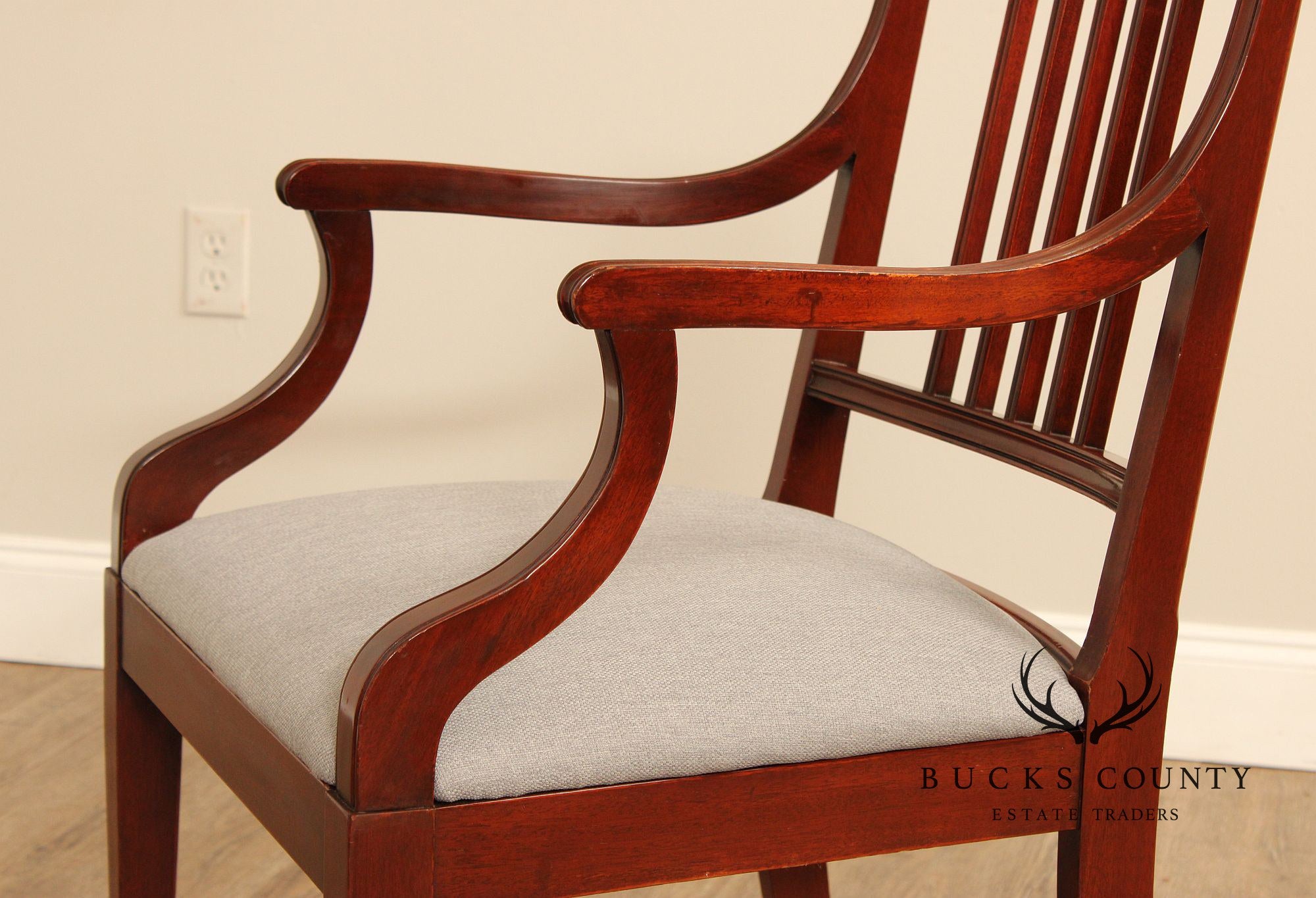 1940's Federal Style Set Of Eight Solid Mahogany Dining Chairs