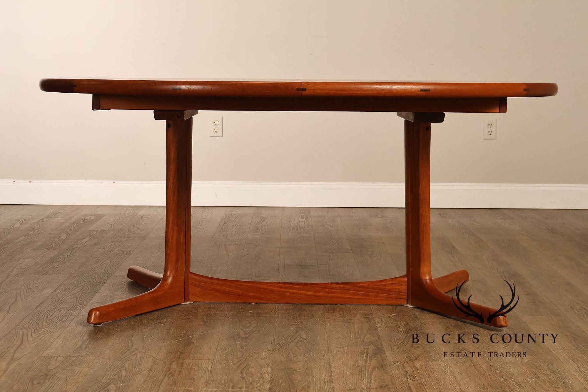 Dyrlund Danish Modern Teak Oval Extension Dining Table