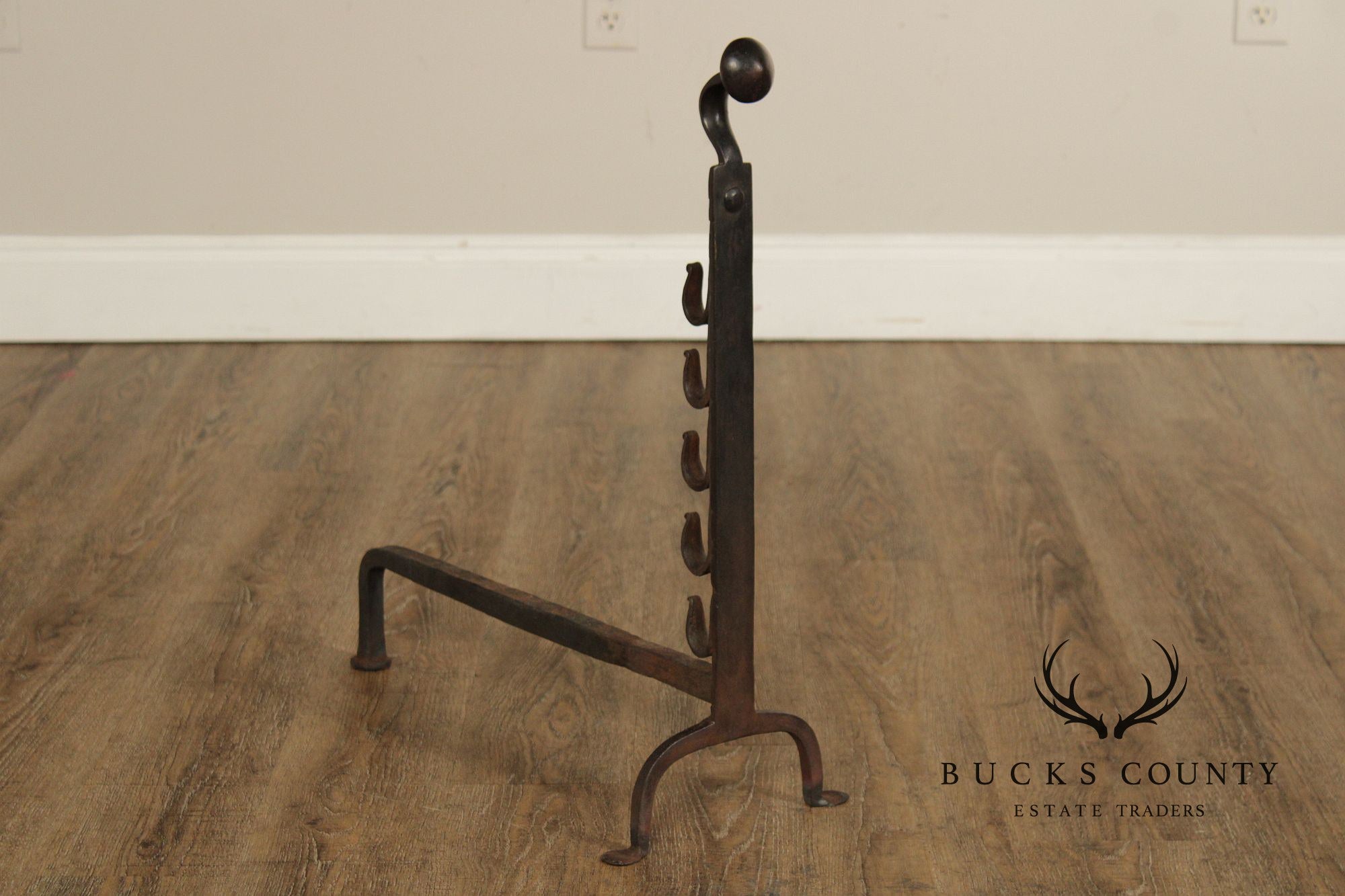 Antique Pair of Fireplace Hand Forged Andirons