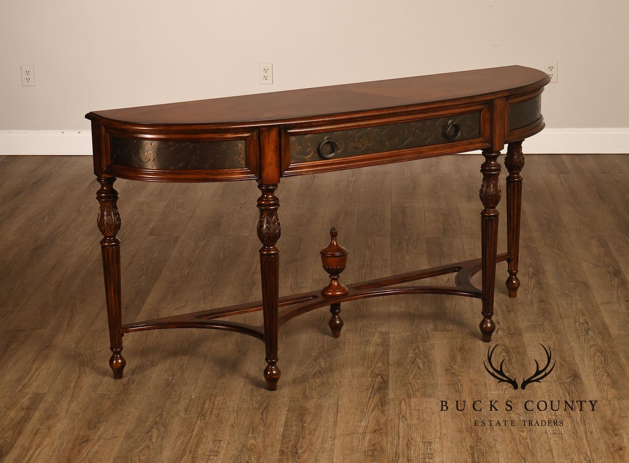 Mahogany Adams Style Carved Demilune Console Table