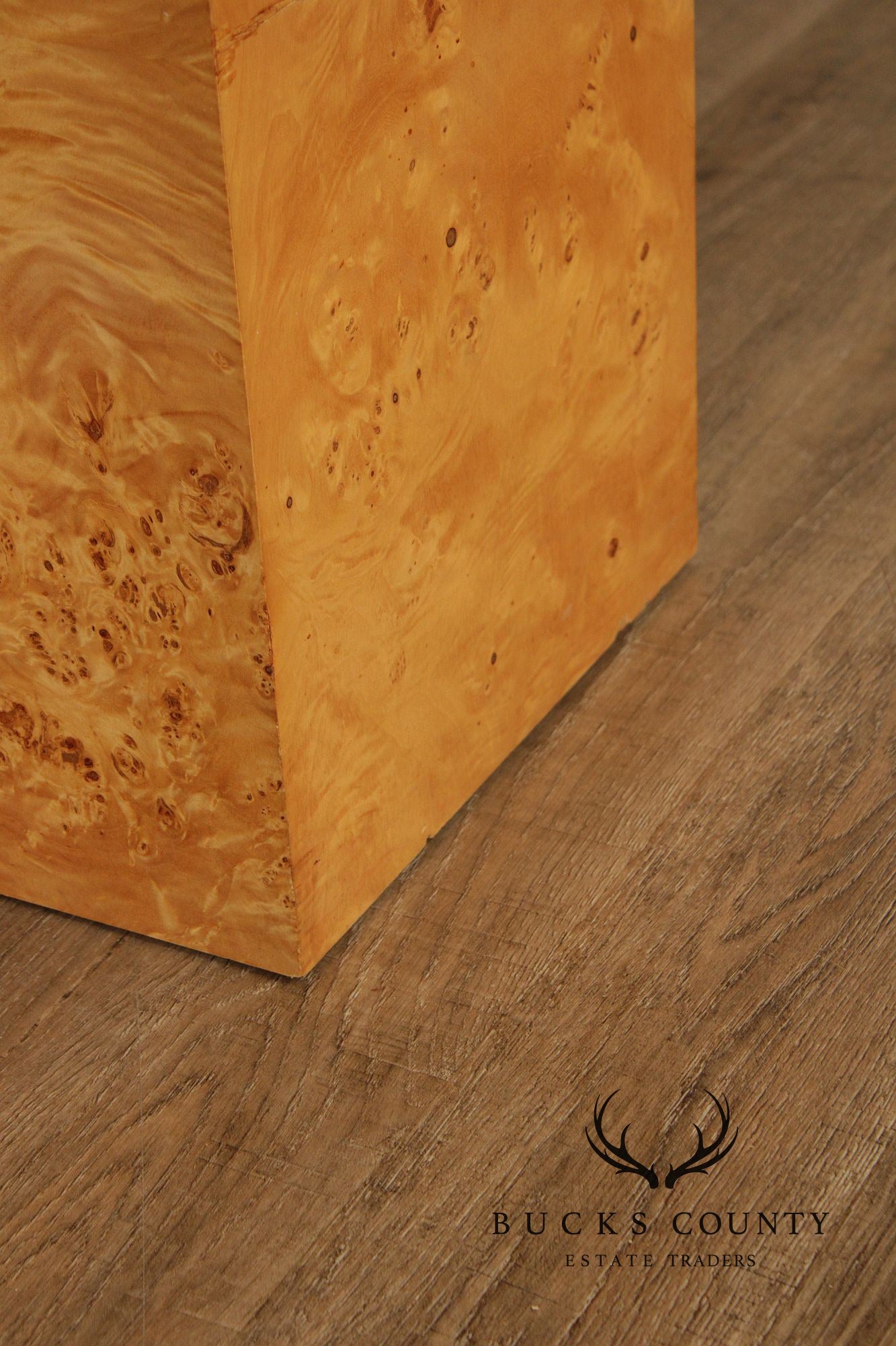 Milo Baughman Style Burlwood Extension Dining Table with 2 Leaves