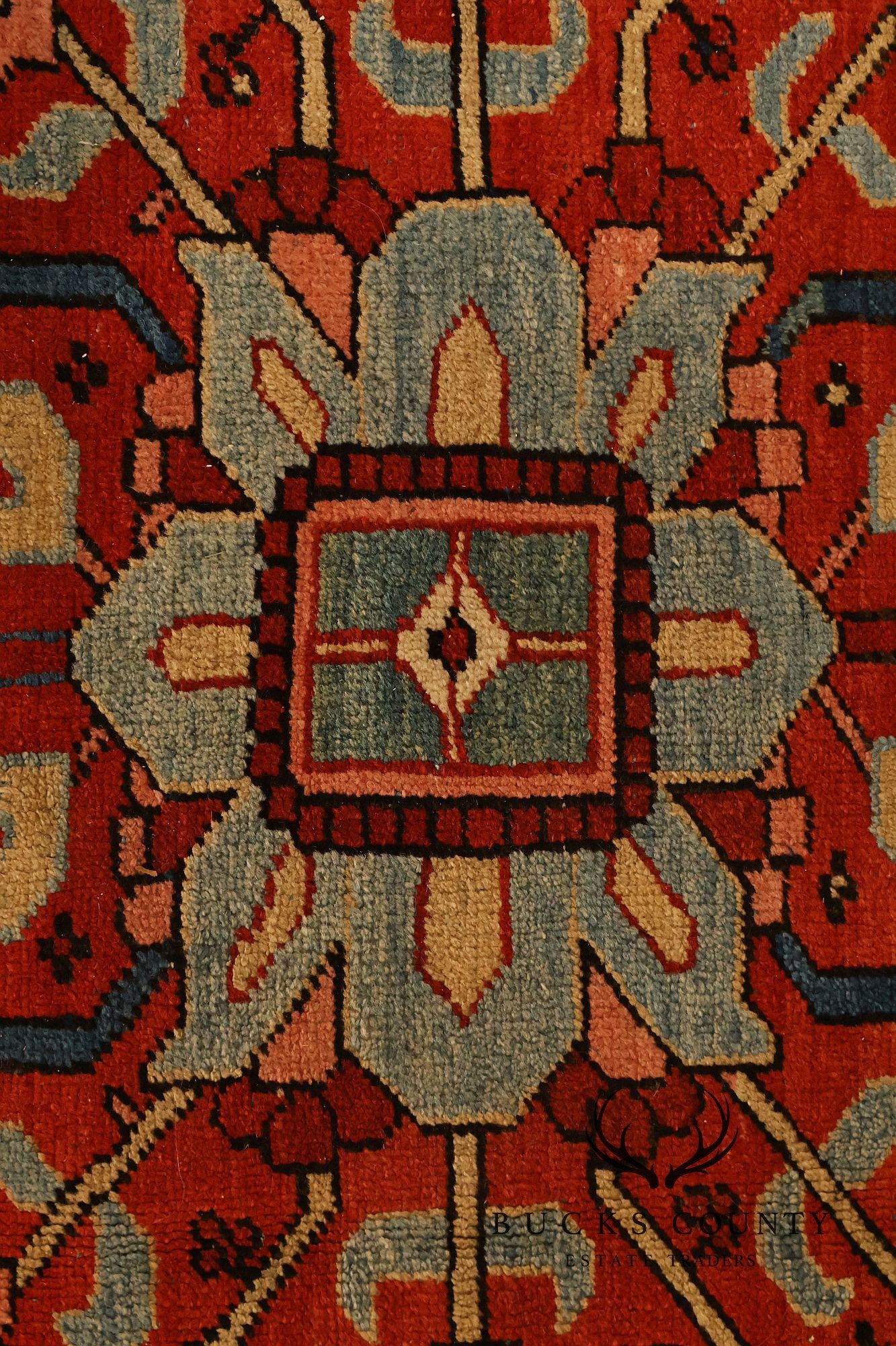 Antique Hand Knotted Persian Heriz Room Size Rug  12' X 15'