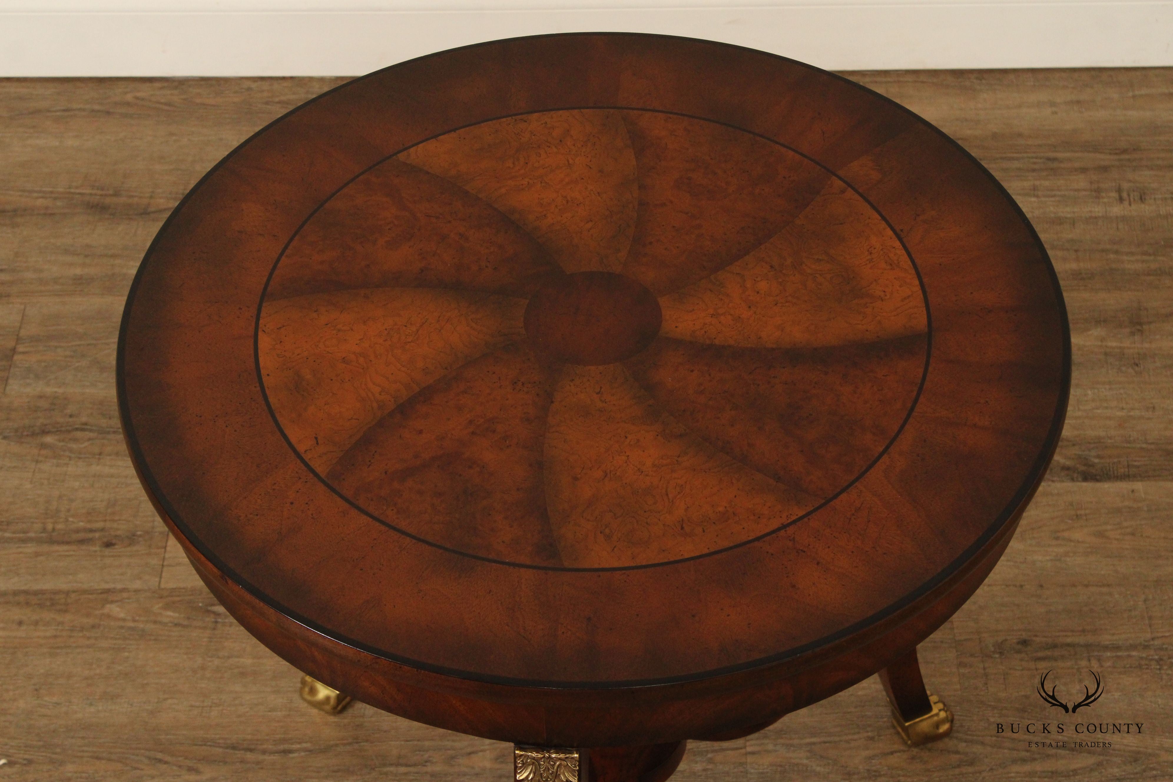 Baker Furniture Empire Style Round Top Mahogany Center Table