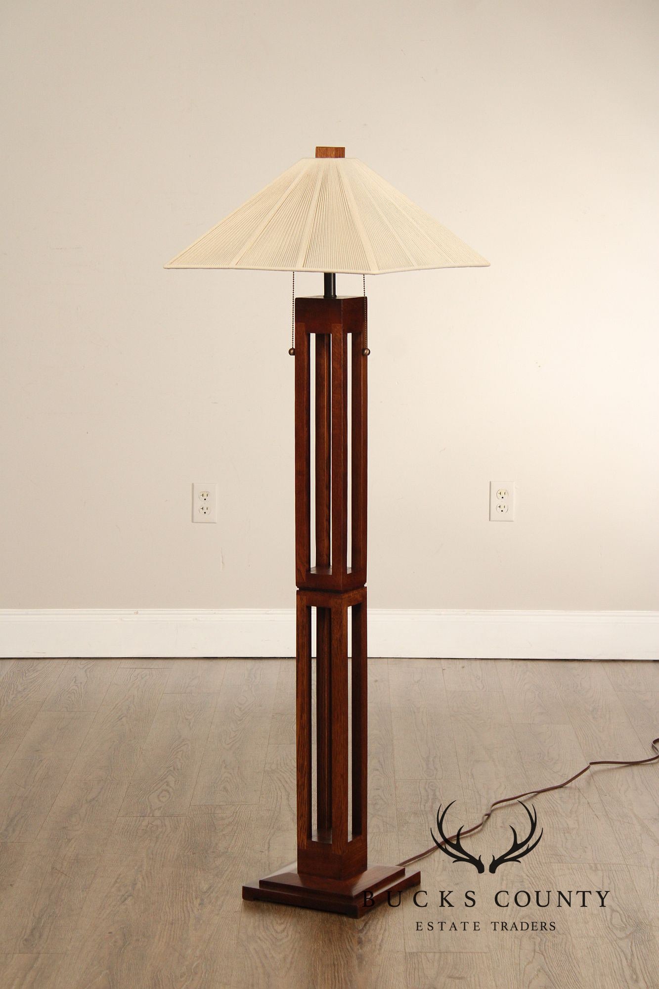 Quoizel Arts & Crafts Style Oak Floor Lamp