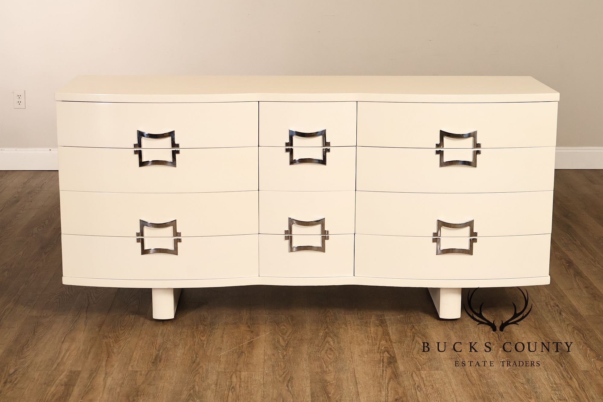 Rway Mid Century Modern White Lacquered Triple Dresser
