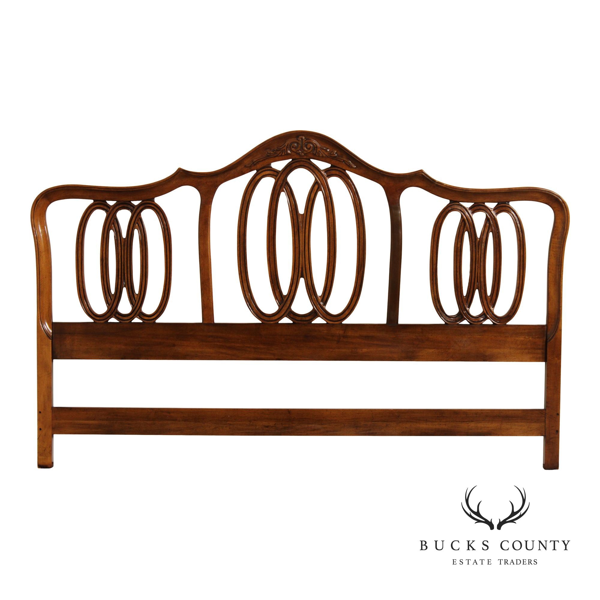 French Provincial Style Vintage Walnut King Headboard By White Furniture Co.