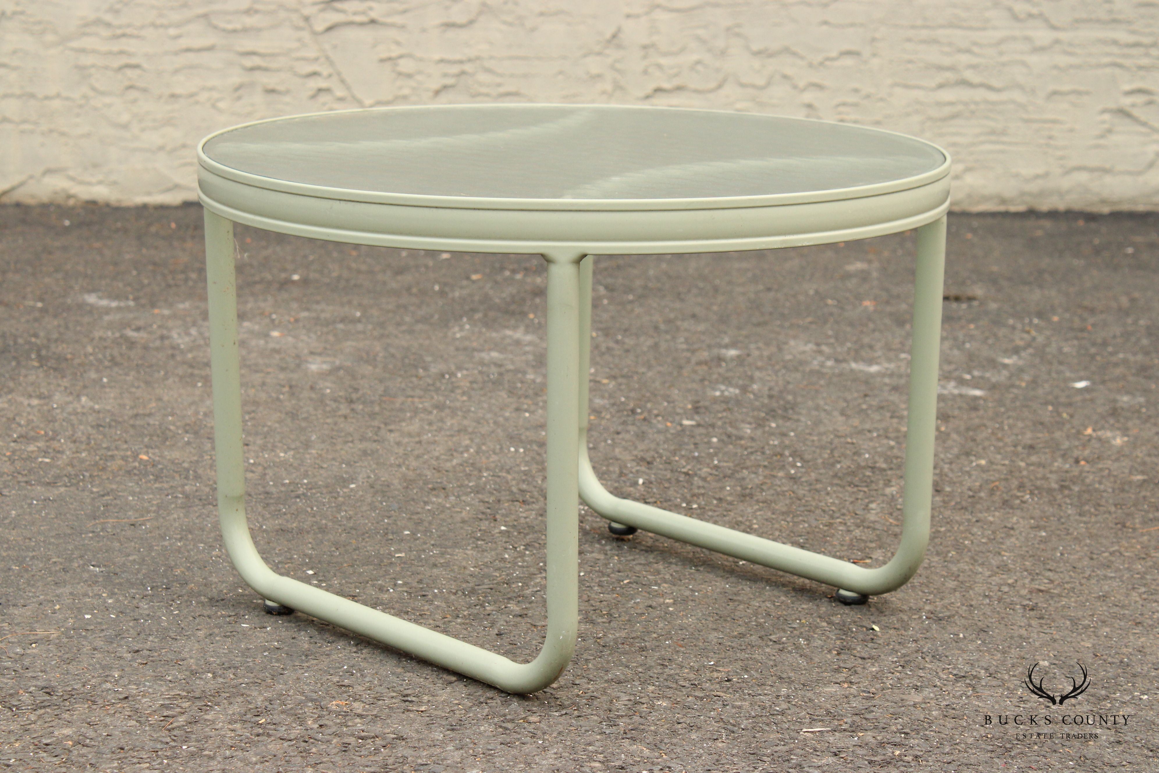 Modern Round Glass Top Outdoor Patio Accent Table