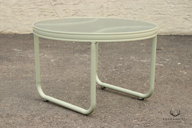 Modern Round Glass Top Outdoor Patio Accent Table