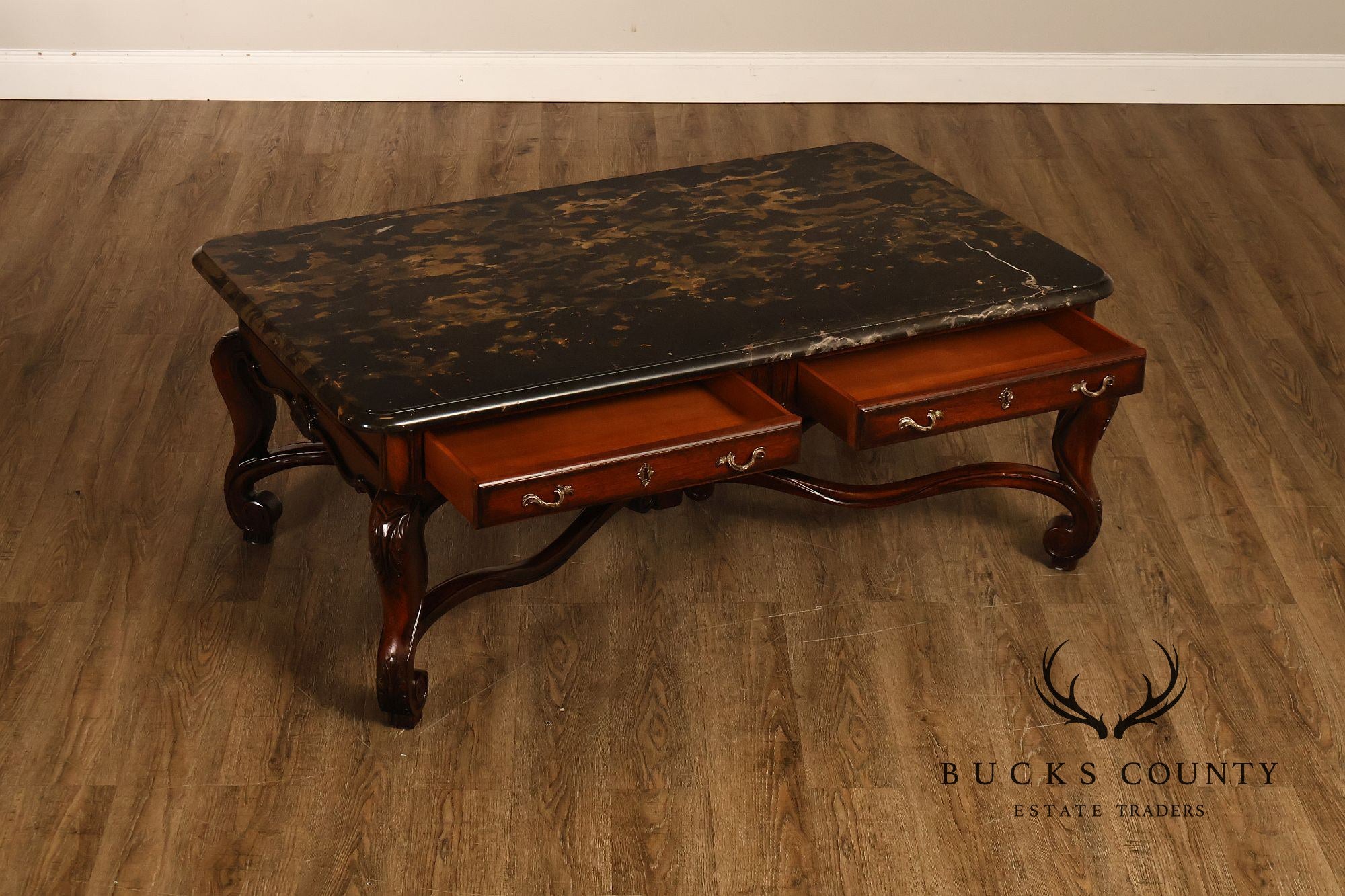 Henredon Carlyle Collection Louis XV Style Marble Top Cocktail Table