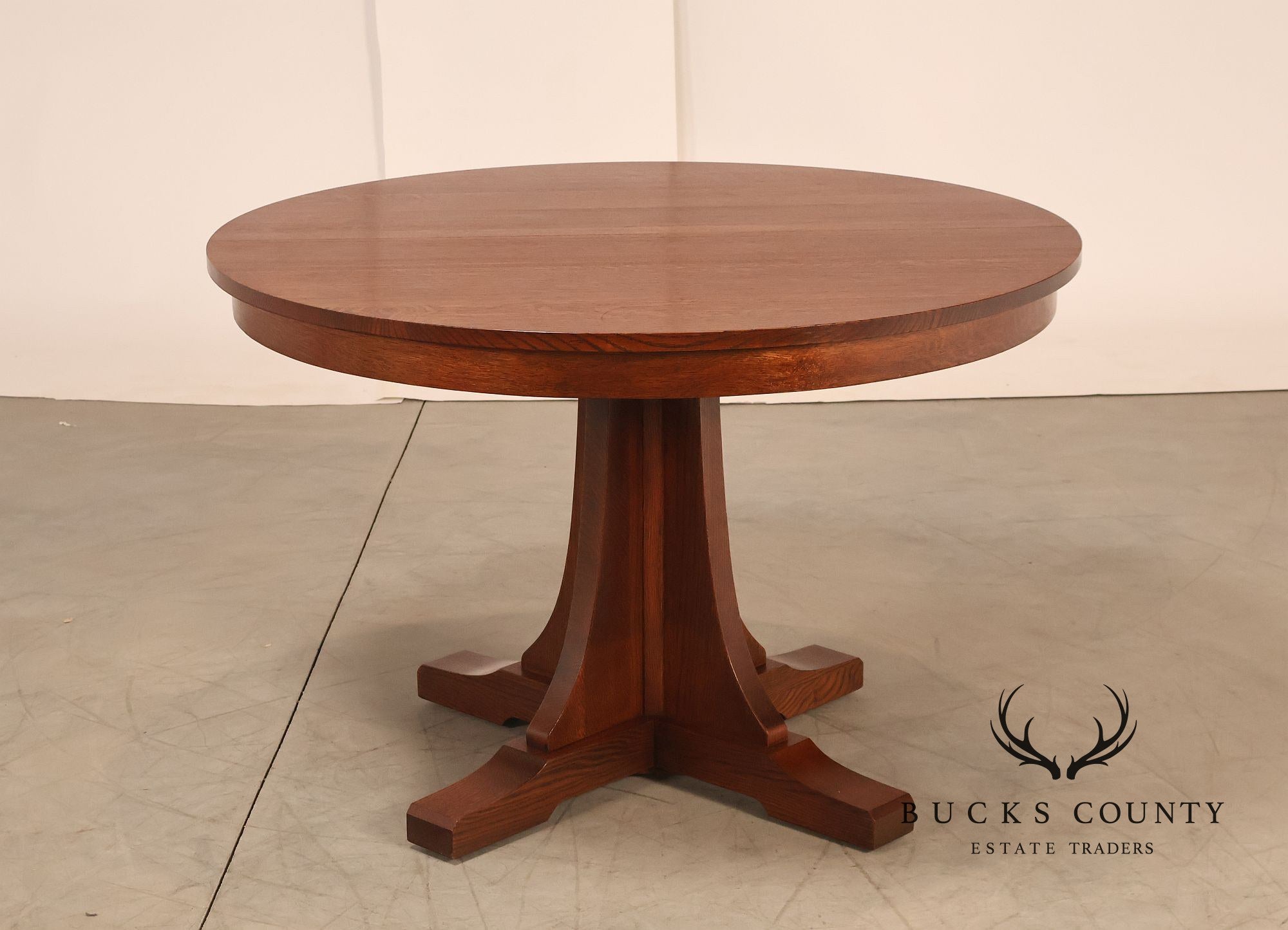 Stickley Mission Collection 46" Round Oak Pedestal Dining Table
