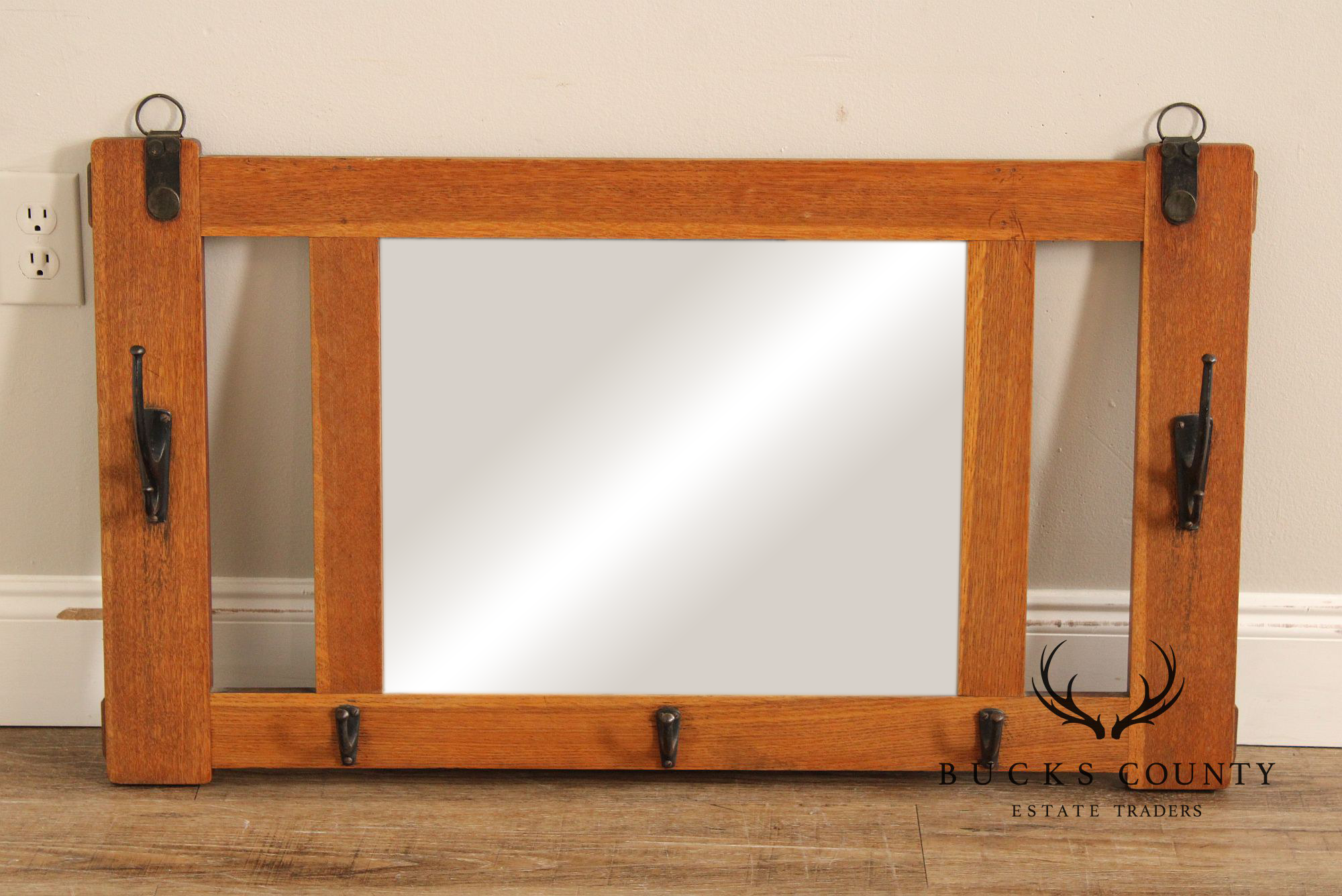 Stickley Brothers Antique Mission Oak Frame Hall Mirror