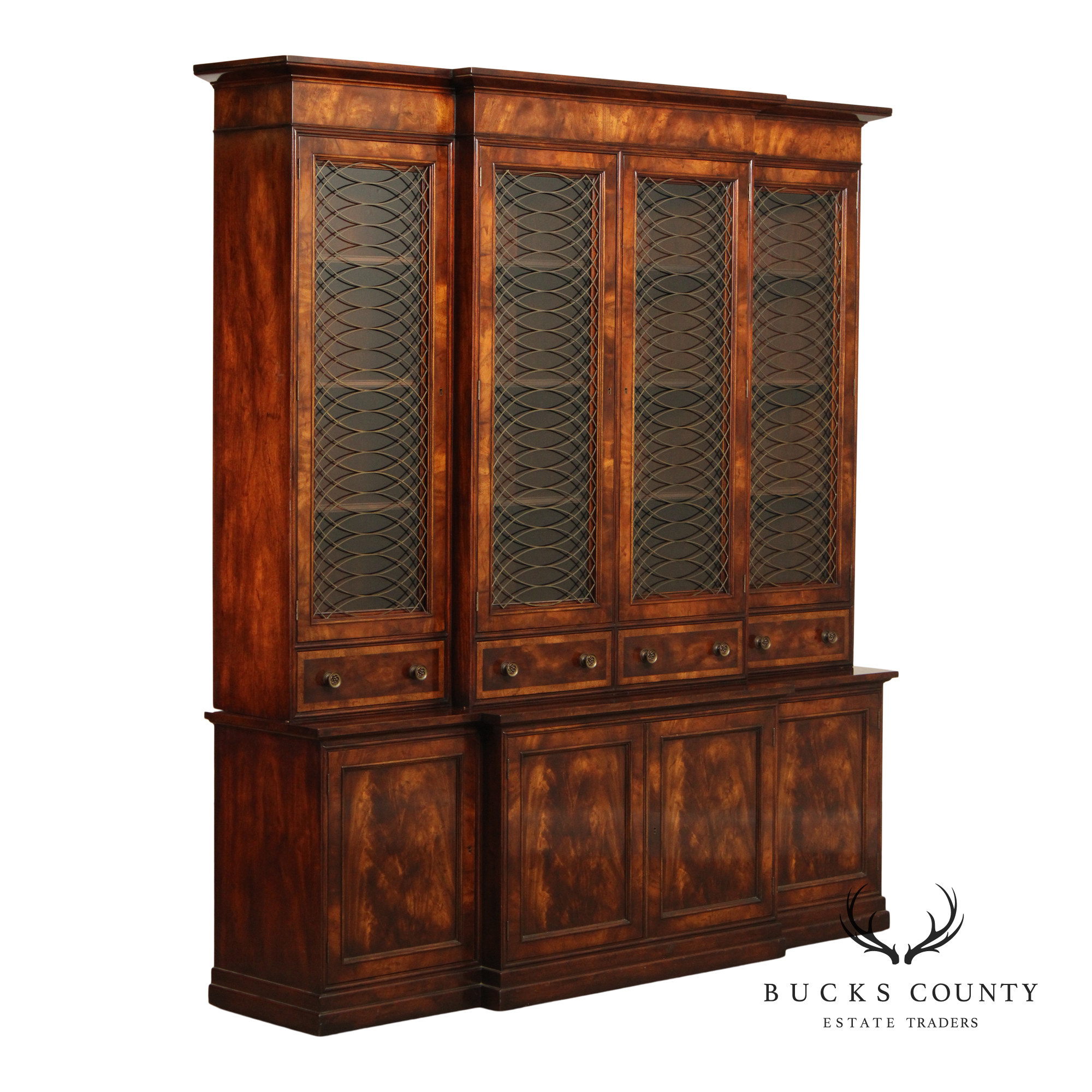 Old Colony Furniture Regency Style Mahogany Breakfront China Cabinet