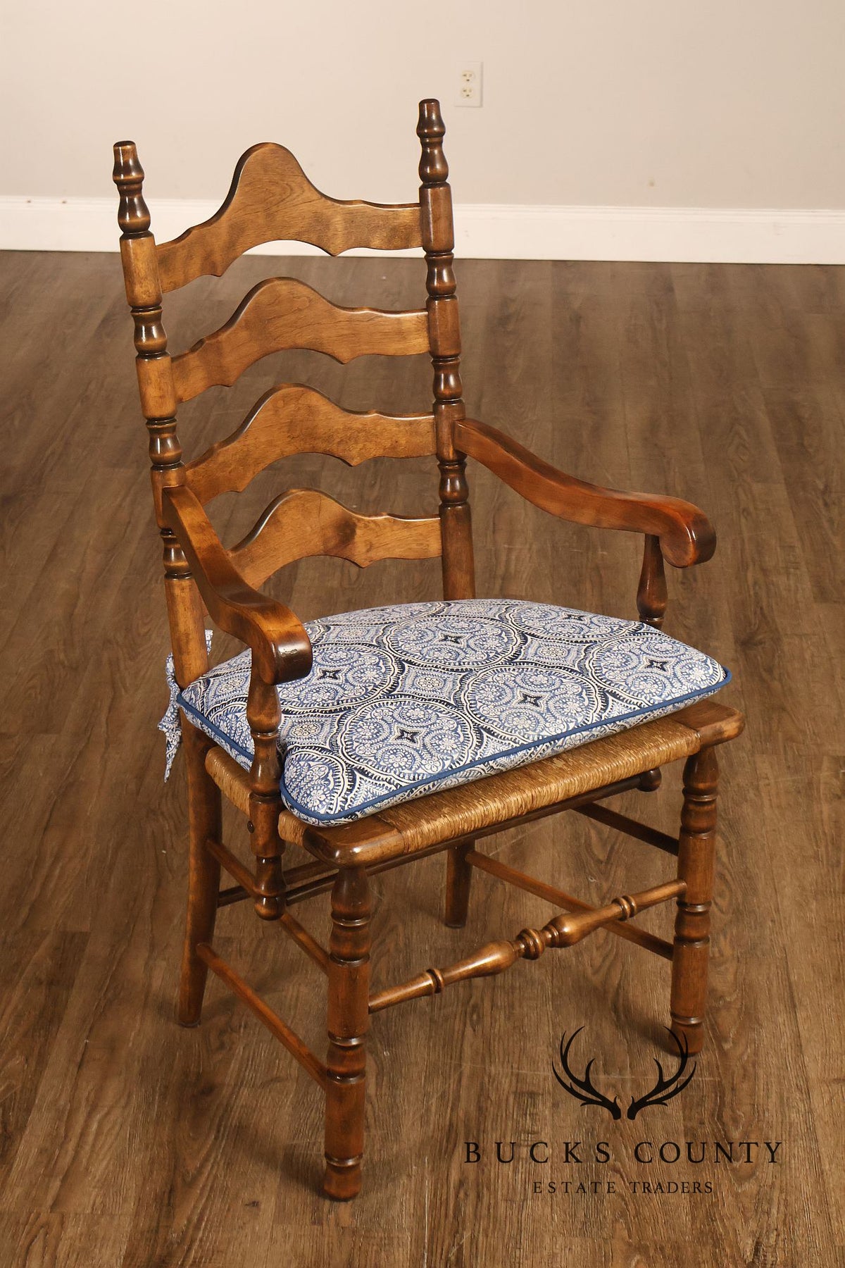 Hickory Chair Co. Set Of Six Country Ladder Back Rush Seat Dining Chairs