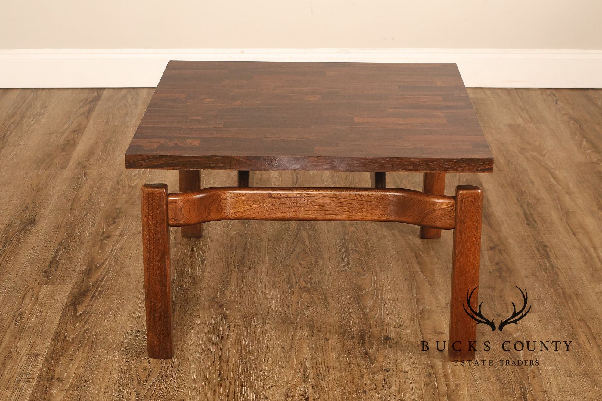 Danish Modern Vintage Square Laminate Top Teak End Table