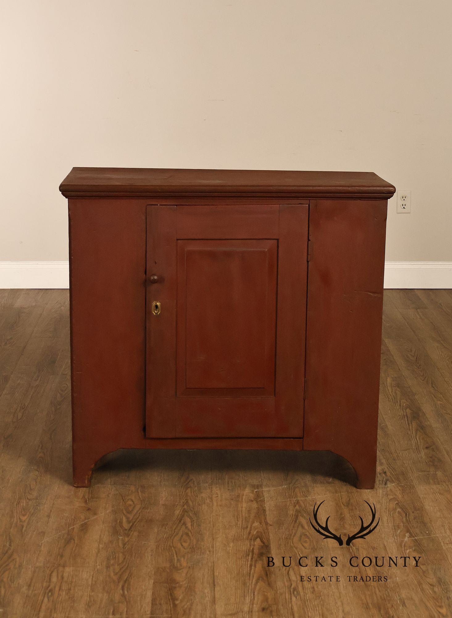 Antique American Primitive Red-Painted Storage Cupboard
