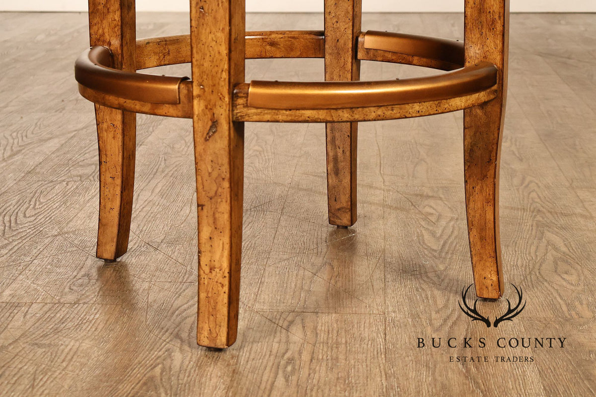 Contemporary Set Of 4 F aux Leather Upholstered Bar Stools
