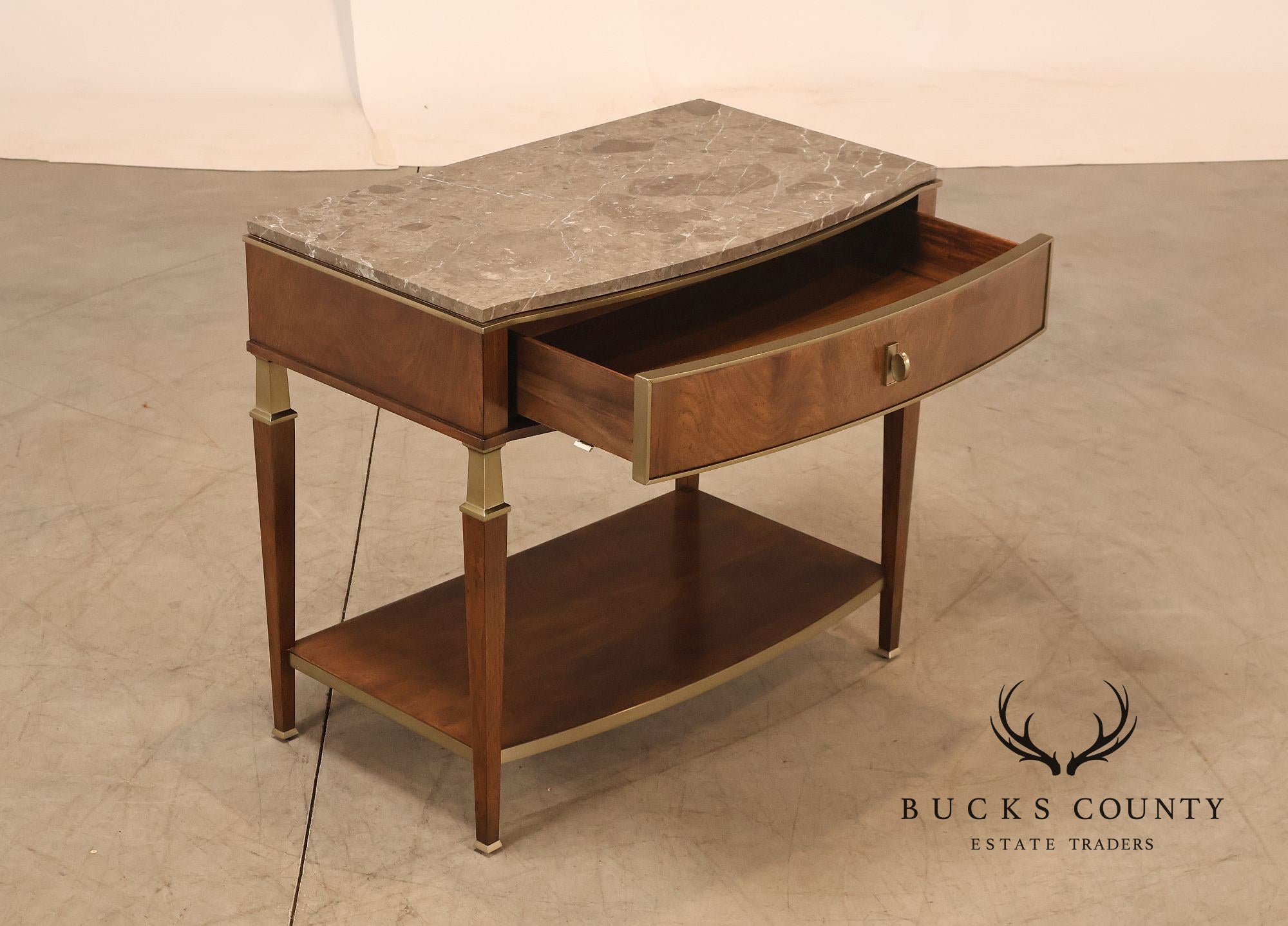 Johnathan Charles 'Barcelona' Marble Top Walnut Nightstand