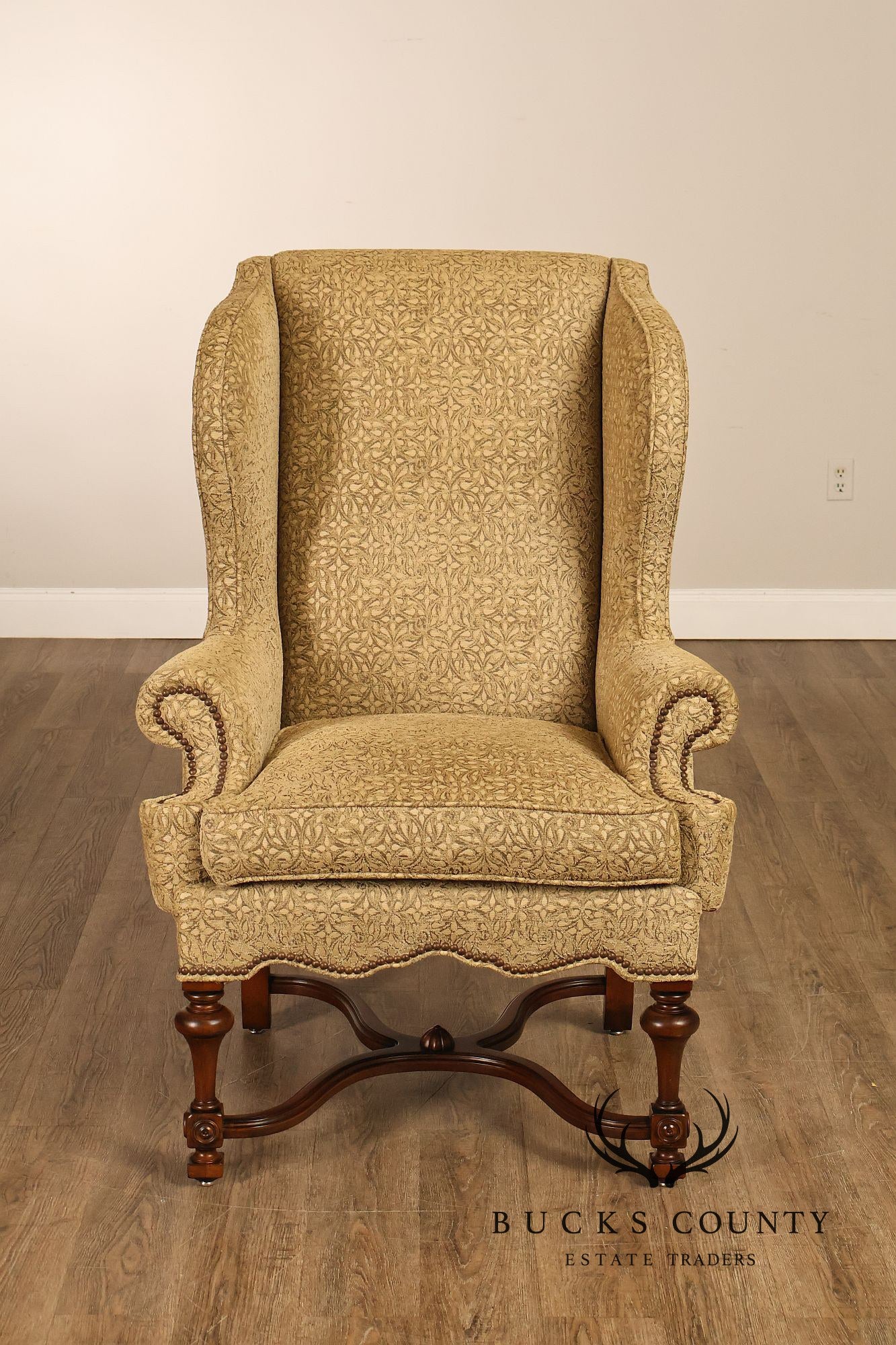 Lee Jofa Pair Of Custom Upholstered Wingback "Mayfair" Armchairs